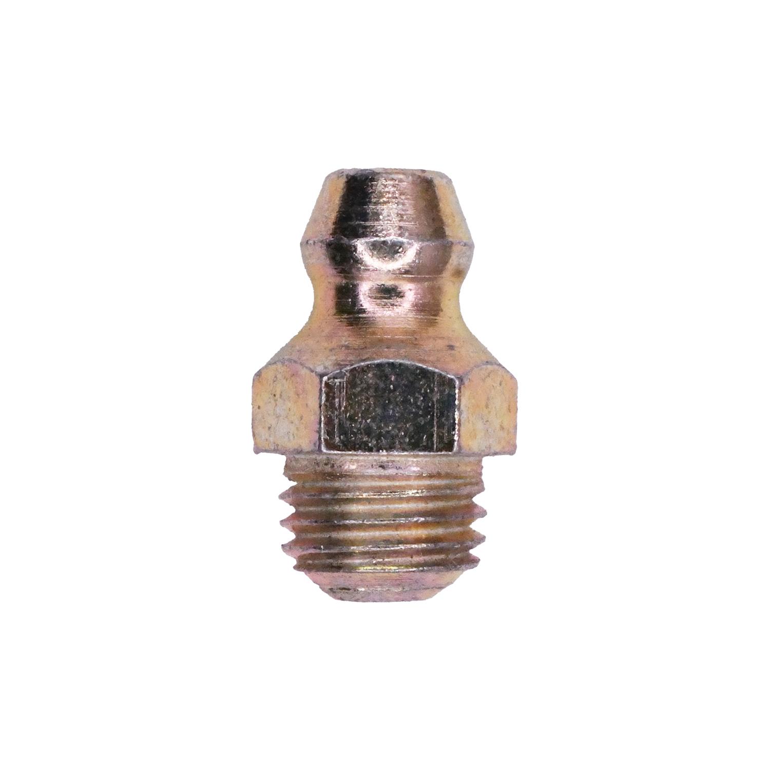 5 pcs/pk- M8-1.0 Grease Fitting 8mm-1.0 Str DIN 71412 (8901), Overall Length 15mm, Finish Plated, Type Straight