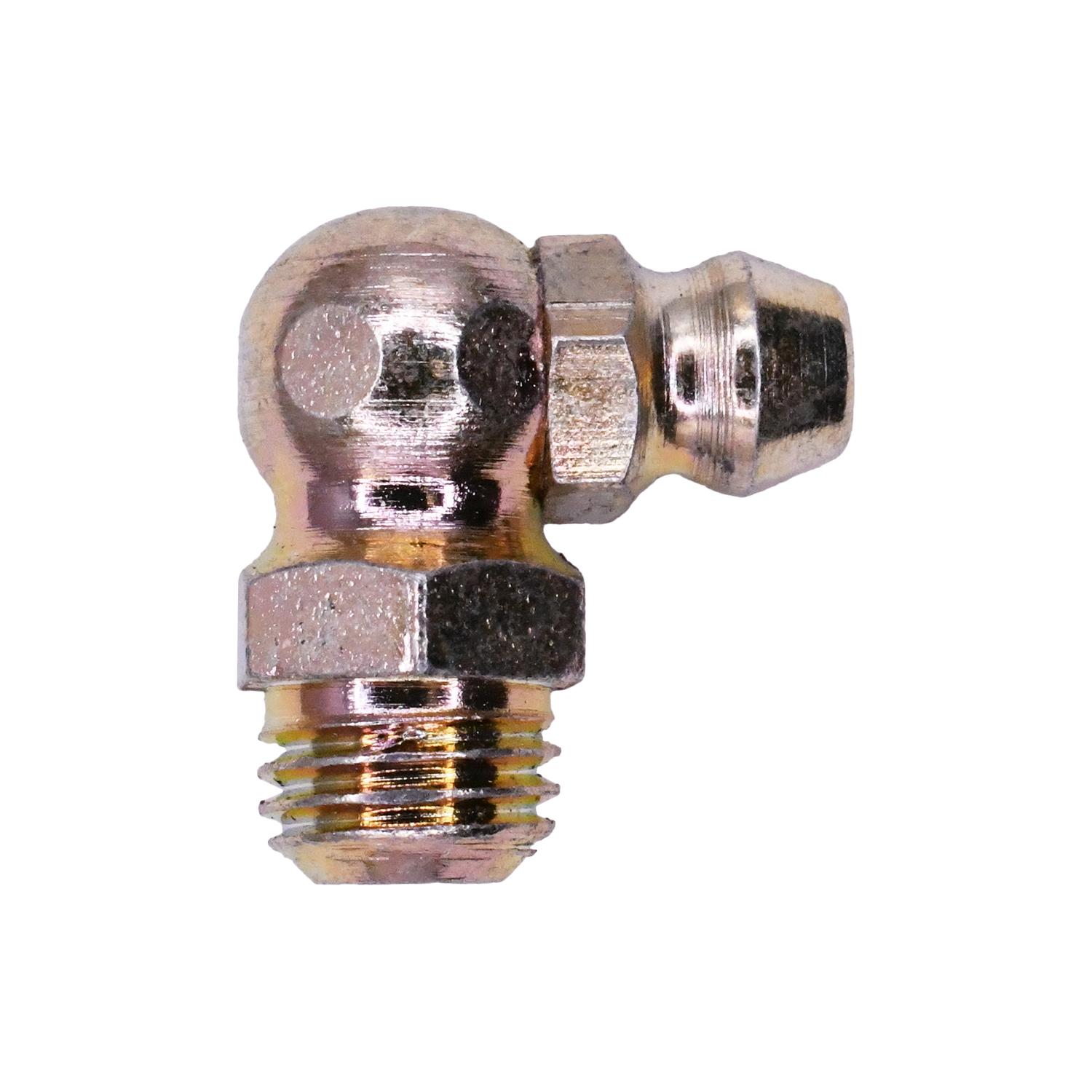 5 pcs/pk- M8-1.0 Grease Fitting 8mm-1.0 90 Degree (7490), Overall Length 18mm, Finish Plated, Type 90 Degrees