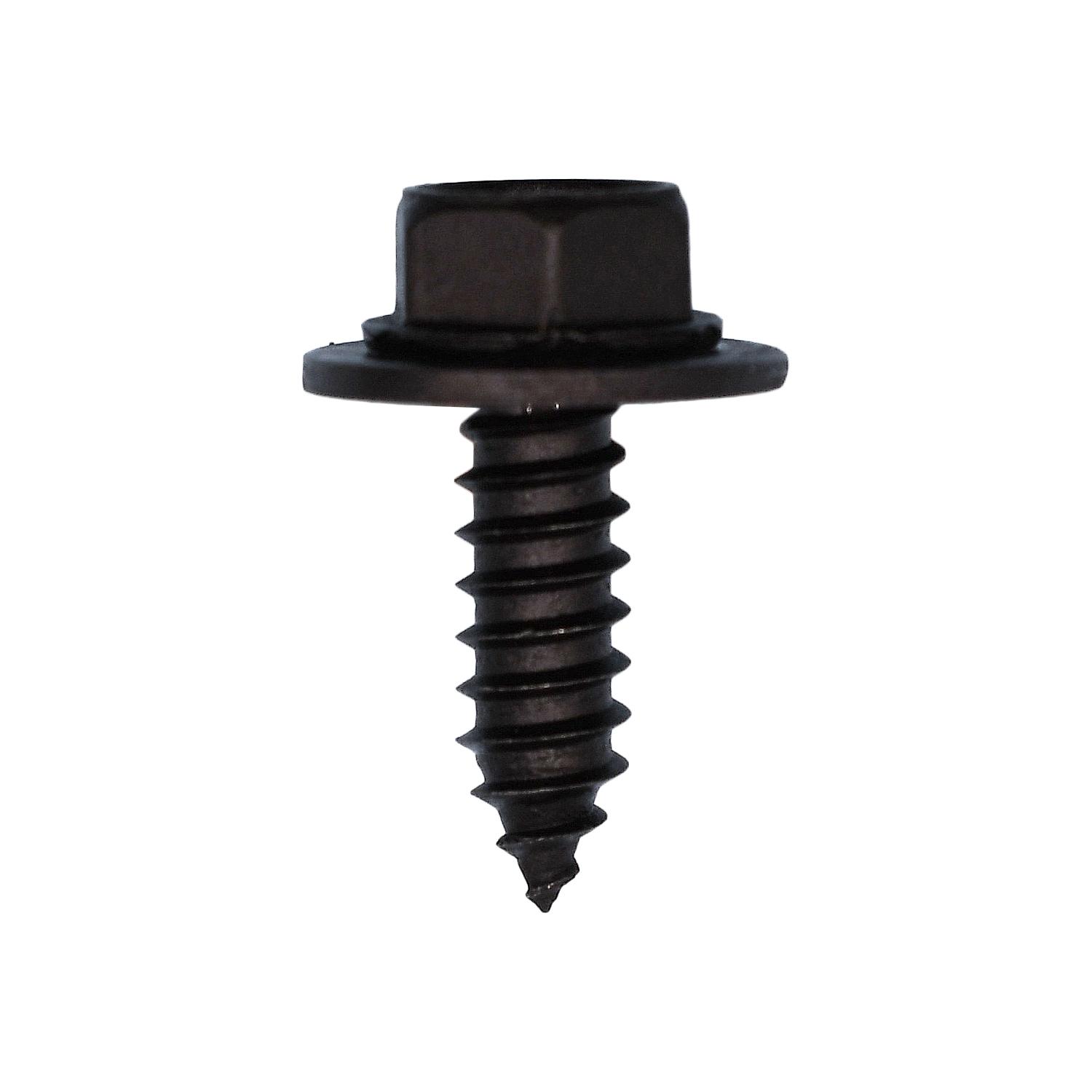 50 pcs/pk- M6.3-1.81 (#14) 6.3-1.81 x 20mm Hex Washer Head Sems - Black Polyseal, Head Style Hex Sems, Point Type A/AB