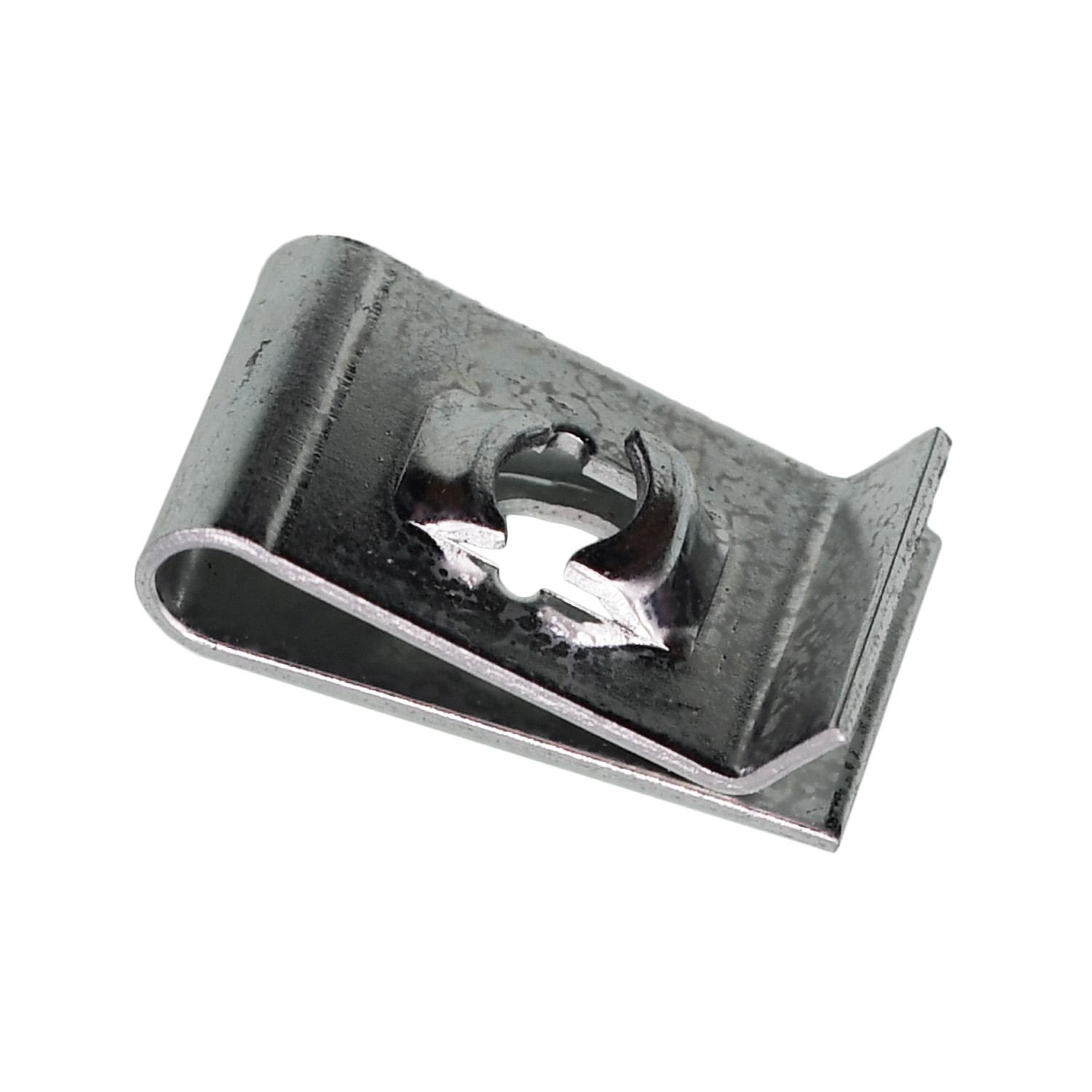 25 pcs/pk- M4.8 (#10) U-Nut 4.8mm Screw Size9-2.0mm Range, Panel Range 0.9mm - 2.0mm, Finish Zinc