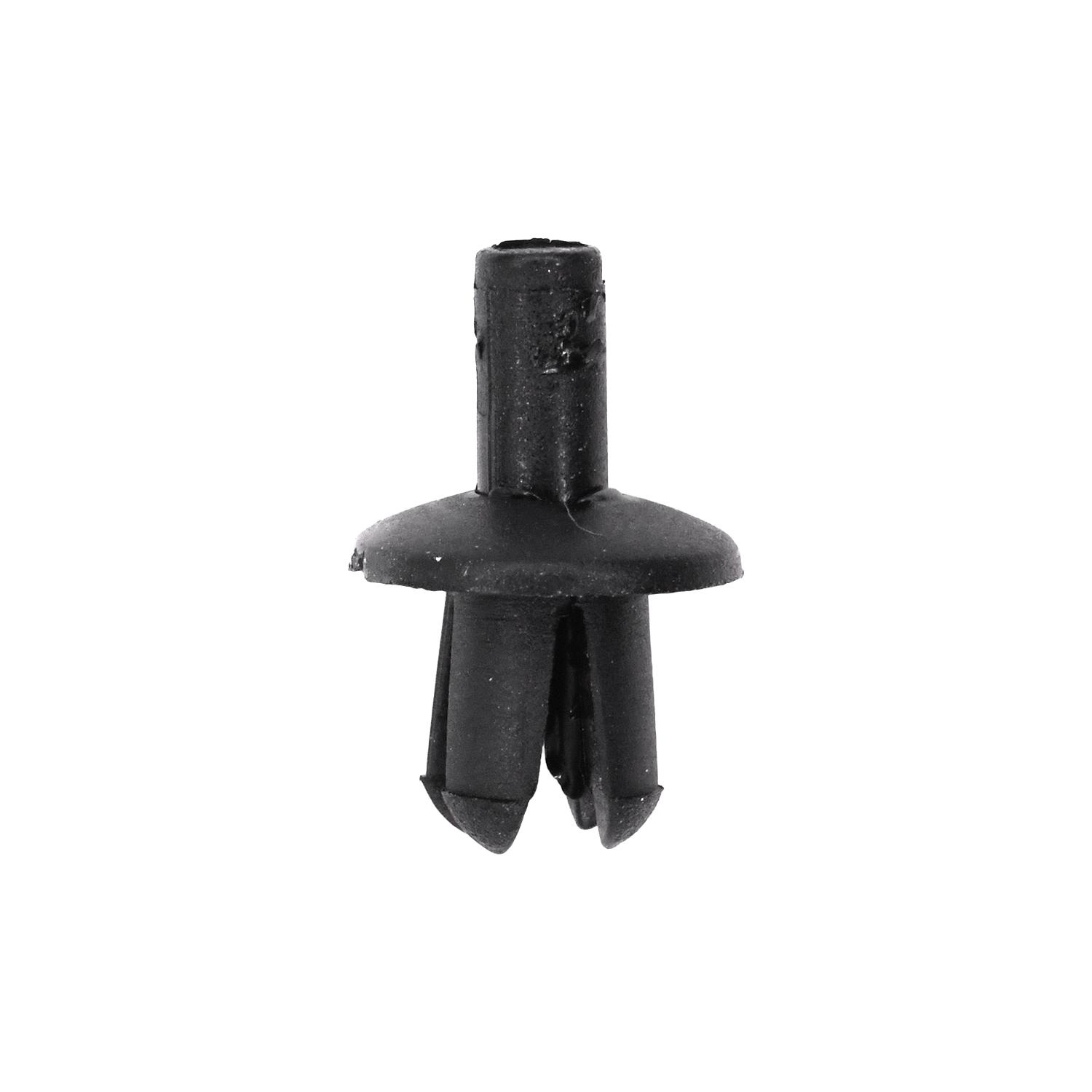 50 pcs/pk- 5mm Push-Type Retainer 7mm Length 10mm Head Diameter, Color Black, Type Push-Type with Open End
