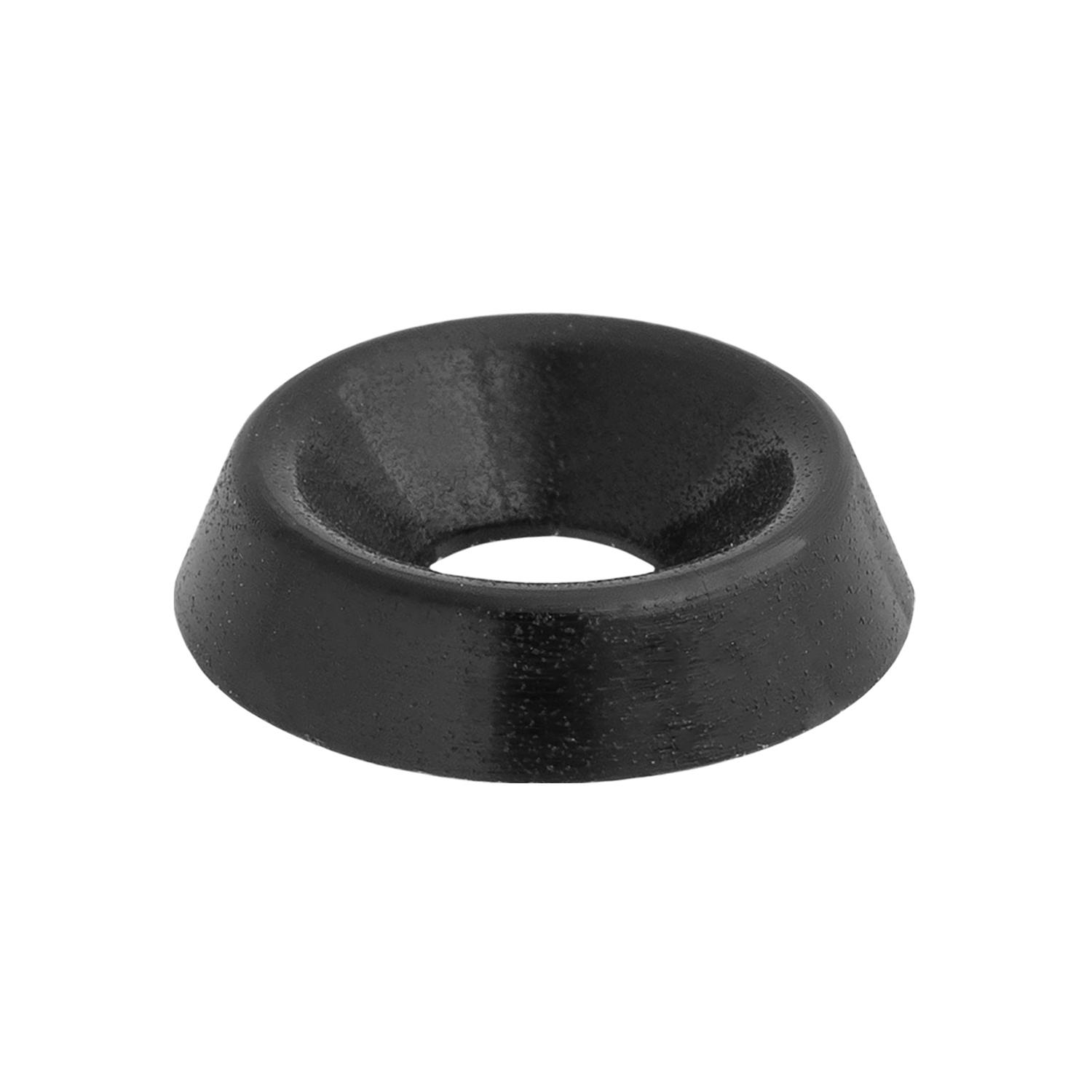 50 pcs/pk- #6 Nylon Finishing Washer - Black, Thickness 0.100
