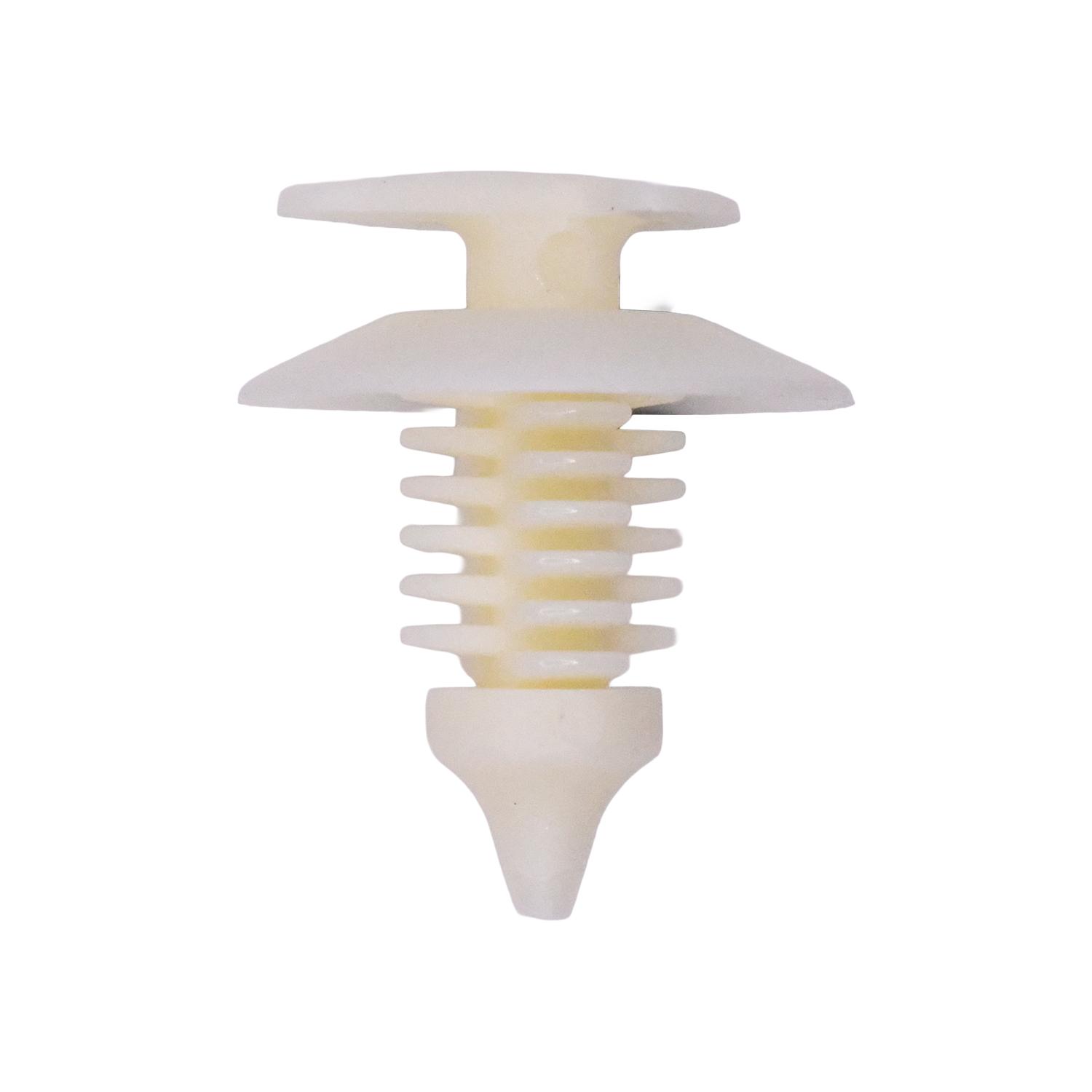50 pcs/pk- Door Trim Panel Retainer, Rivet Length 18mm, Material Nylon, Color White, Type Double Head