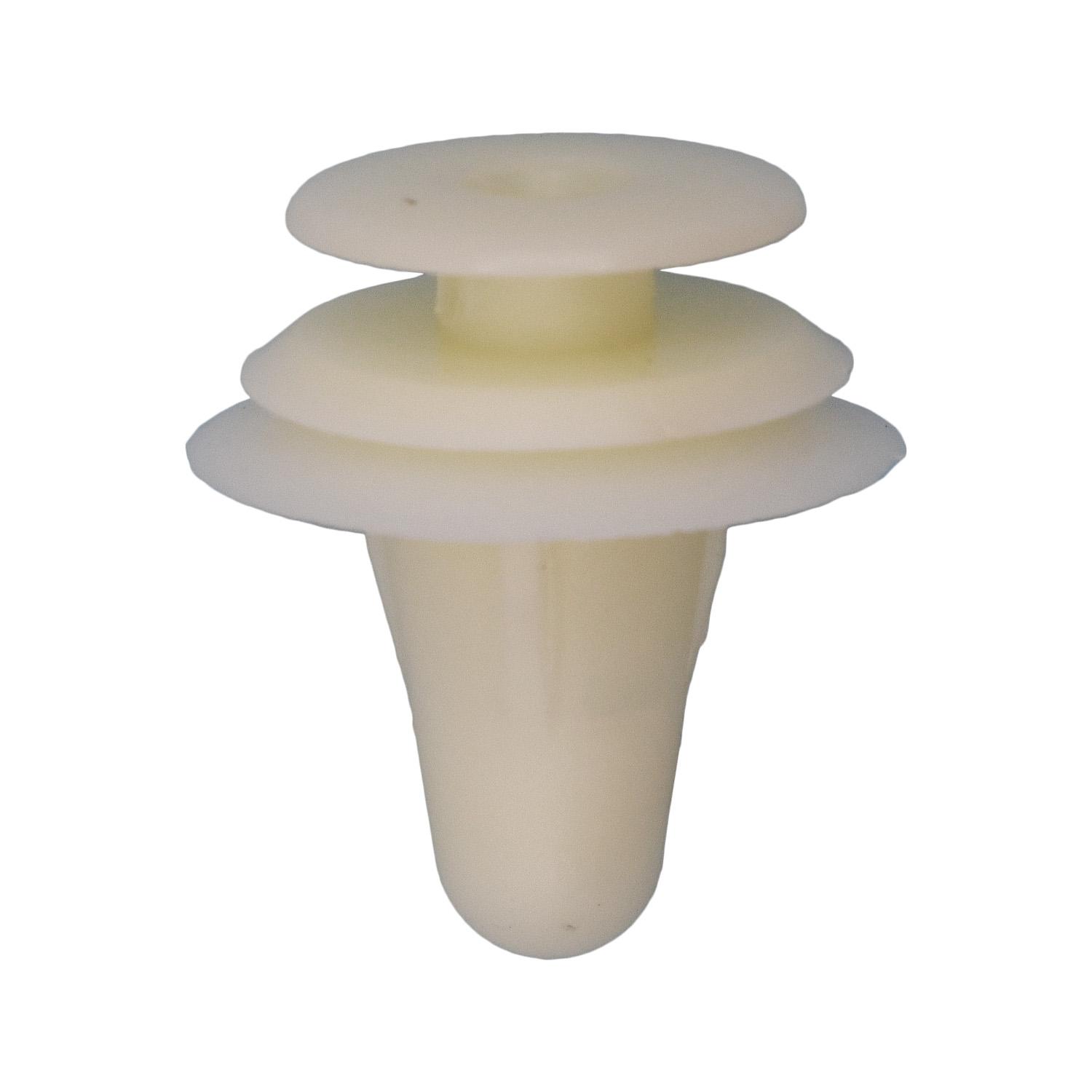 25 pcs/pk- / Door Panel Retainer 20.5mm Length, Rivet Length 14mm, Material Nylon, Color White, Type Triple Head