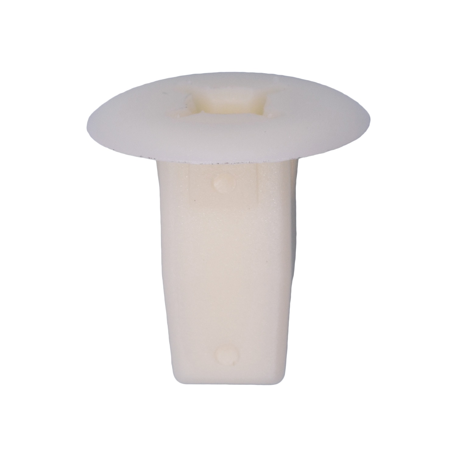 25 pcs/pk- M4.8 (#10) Screw Grommet 18mm Head Diameter 17mm Length, Hole Size 8.5mm x 8.5mm, Material Nylon, Color White