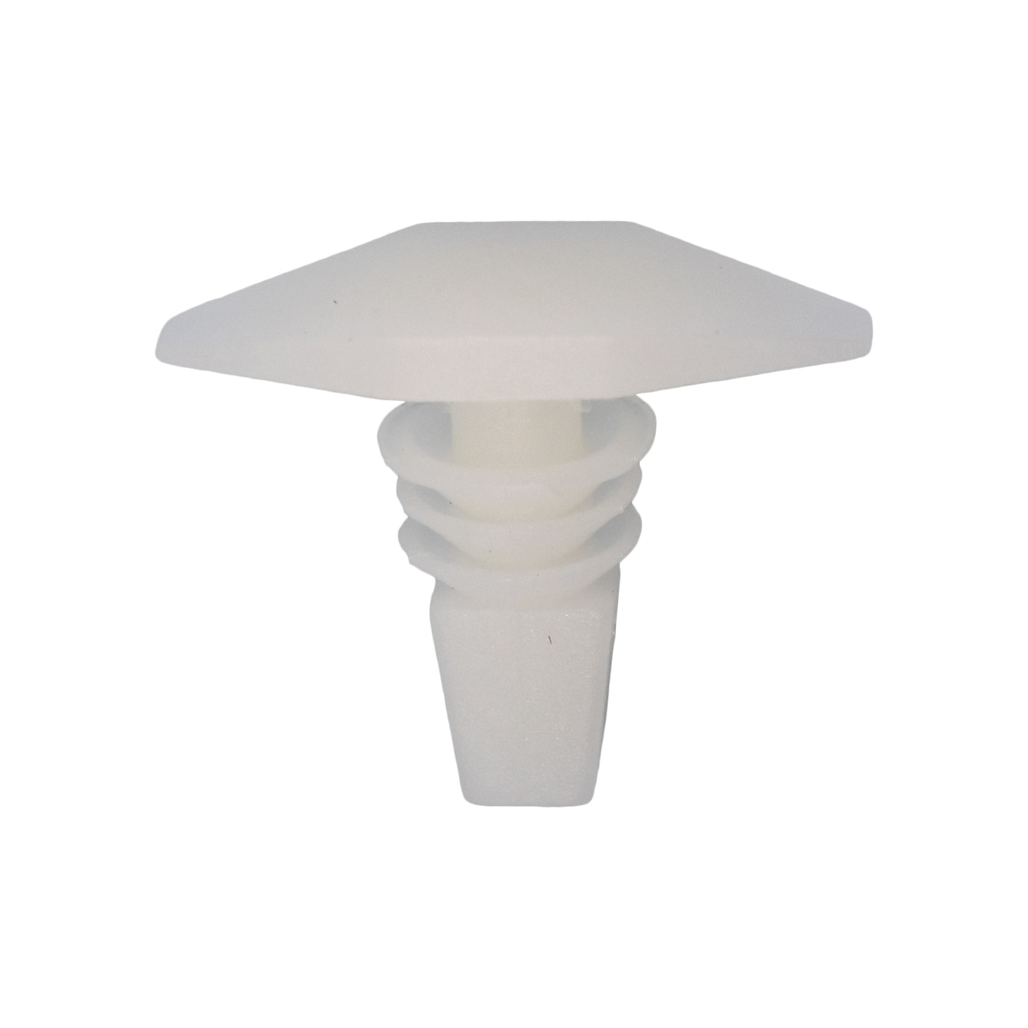 50 pcs/pk- Weatherstrip Retainer 7mm x 16mm, Rivet Length 10mm, Material Nylon, Color White, Type Double Head