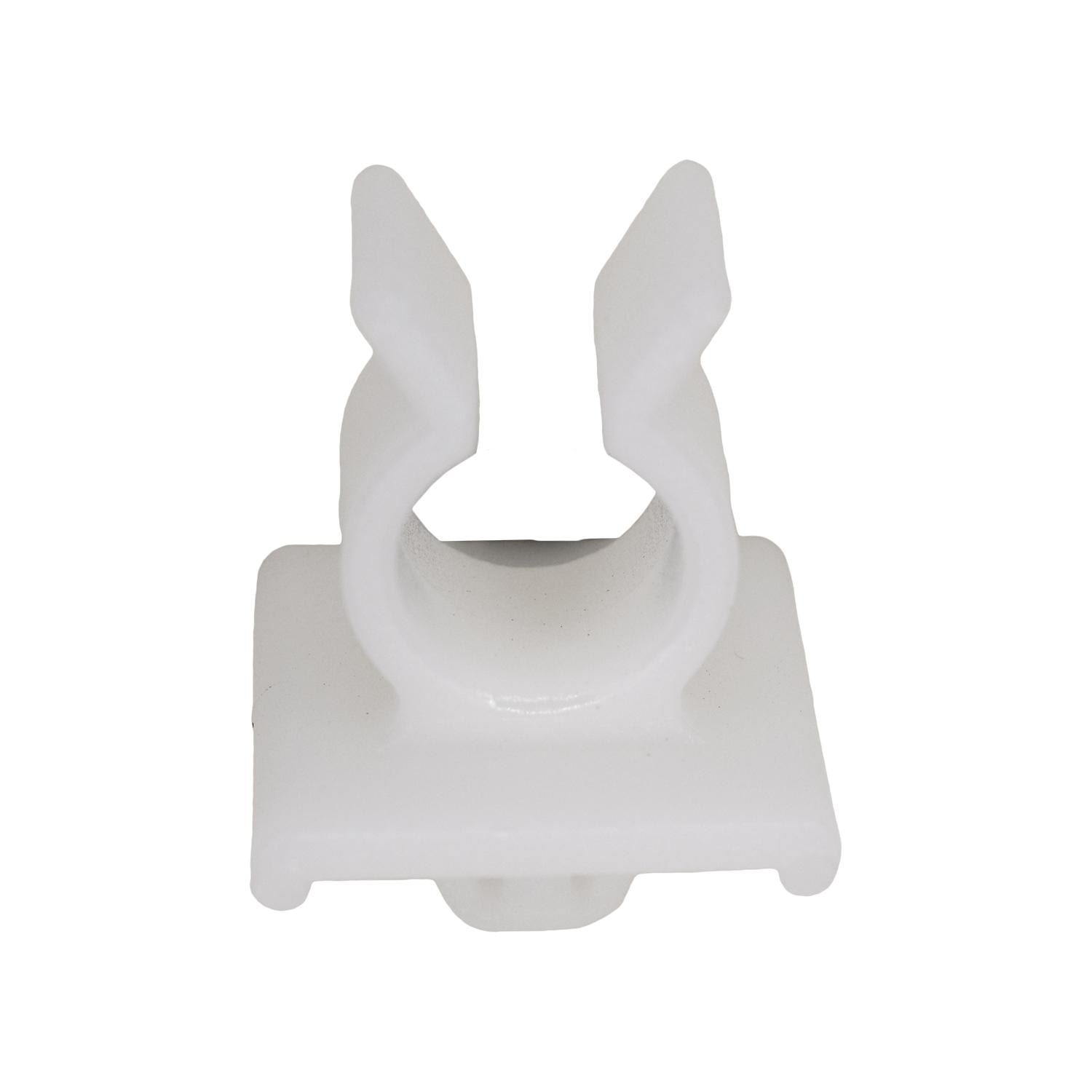 10 pcs/pk- 8mm Hood Prop O.D. Clip Holds 10mm Rod, Material Nylon, Color White