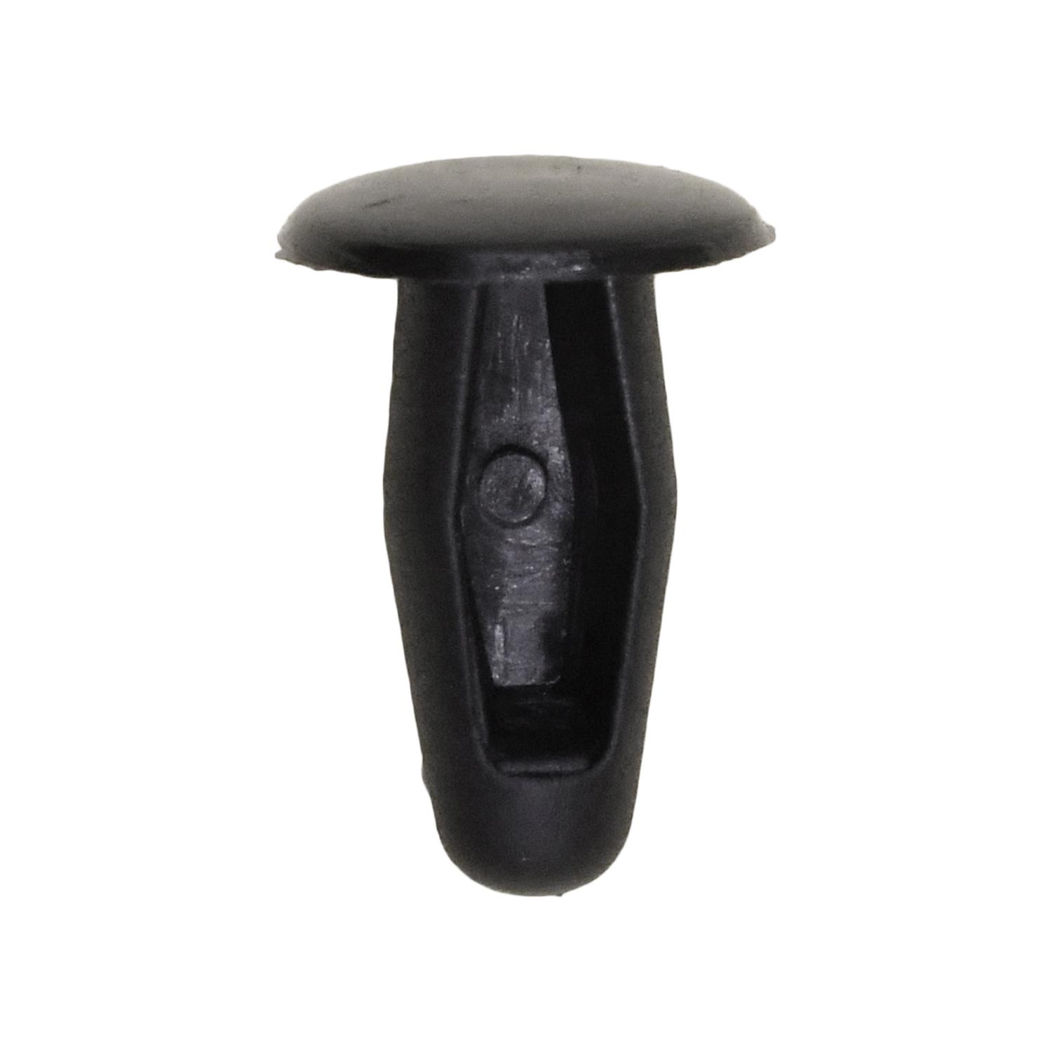 50 pcs/pk- Retaining Clip 11mm Head Diameter 13mm Length, Rivet Length 15mm, Material Nylon, Color Black, Type Single Head