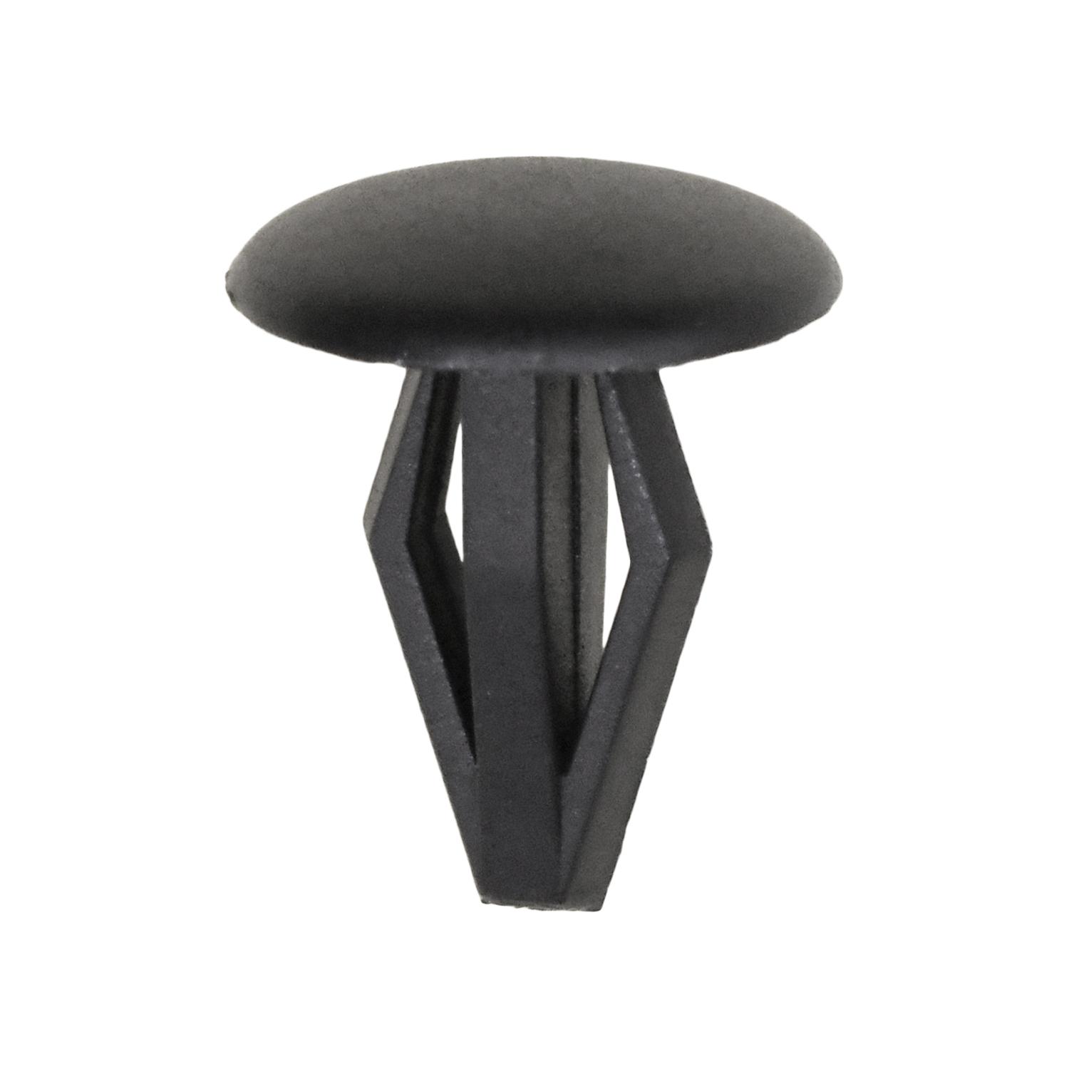 50 pcs/pk- Retaining Clip 14mm Head Diameter 16mm Length, Material Nylon, Color Black, Type Single Head