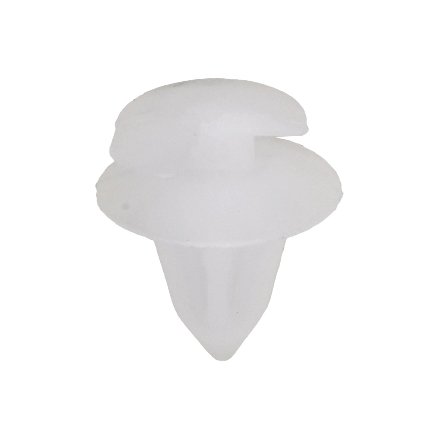 25 pcs/pk- Door Panel Retainer 20mm Overall Length, Rivet Length 14mm, Material Nylon, Color White, Type Double Head