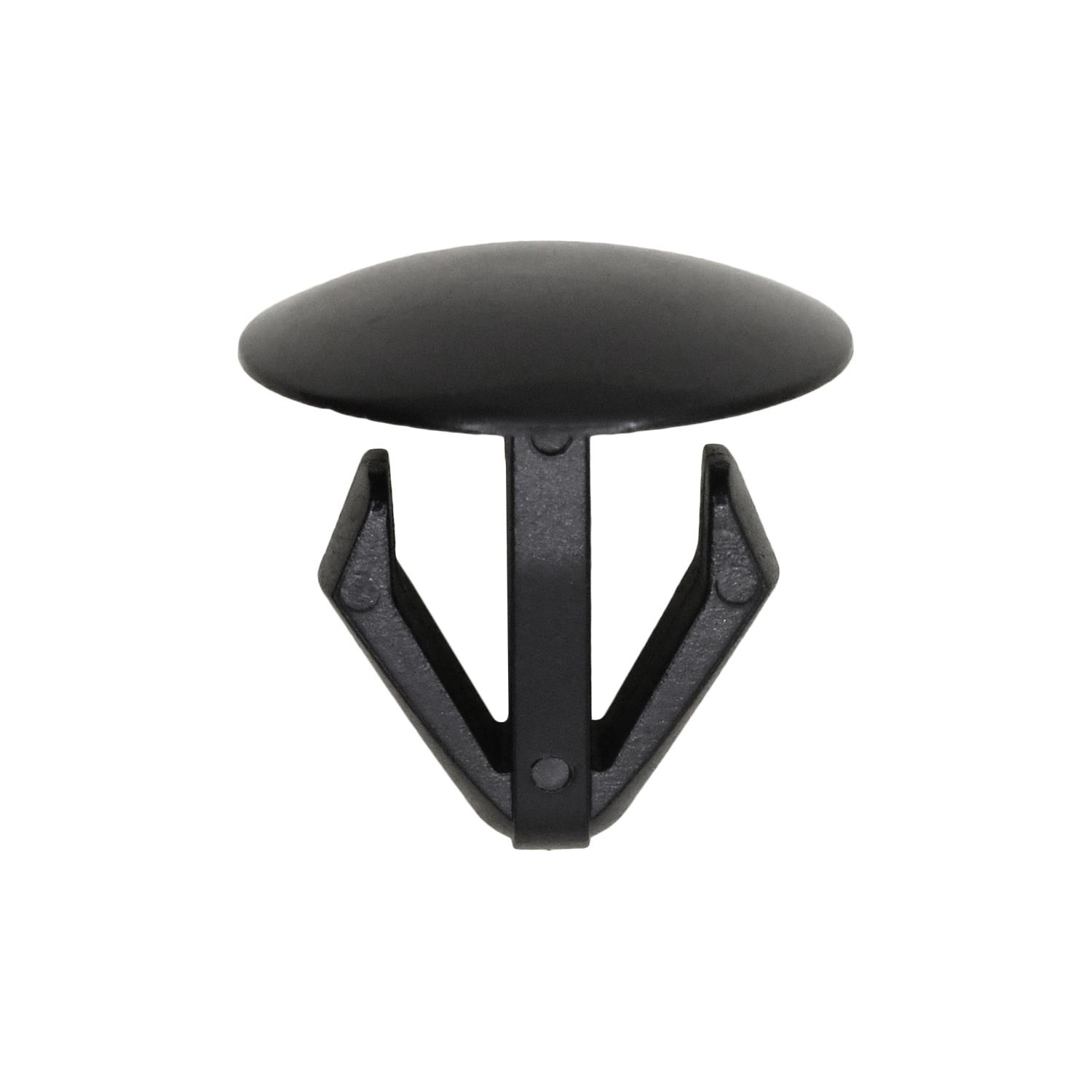 25 pcs/pk- Retaining Clip 18mm Head Diameter 15mm Length, Material Nylon, Color Black, Type Single Head