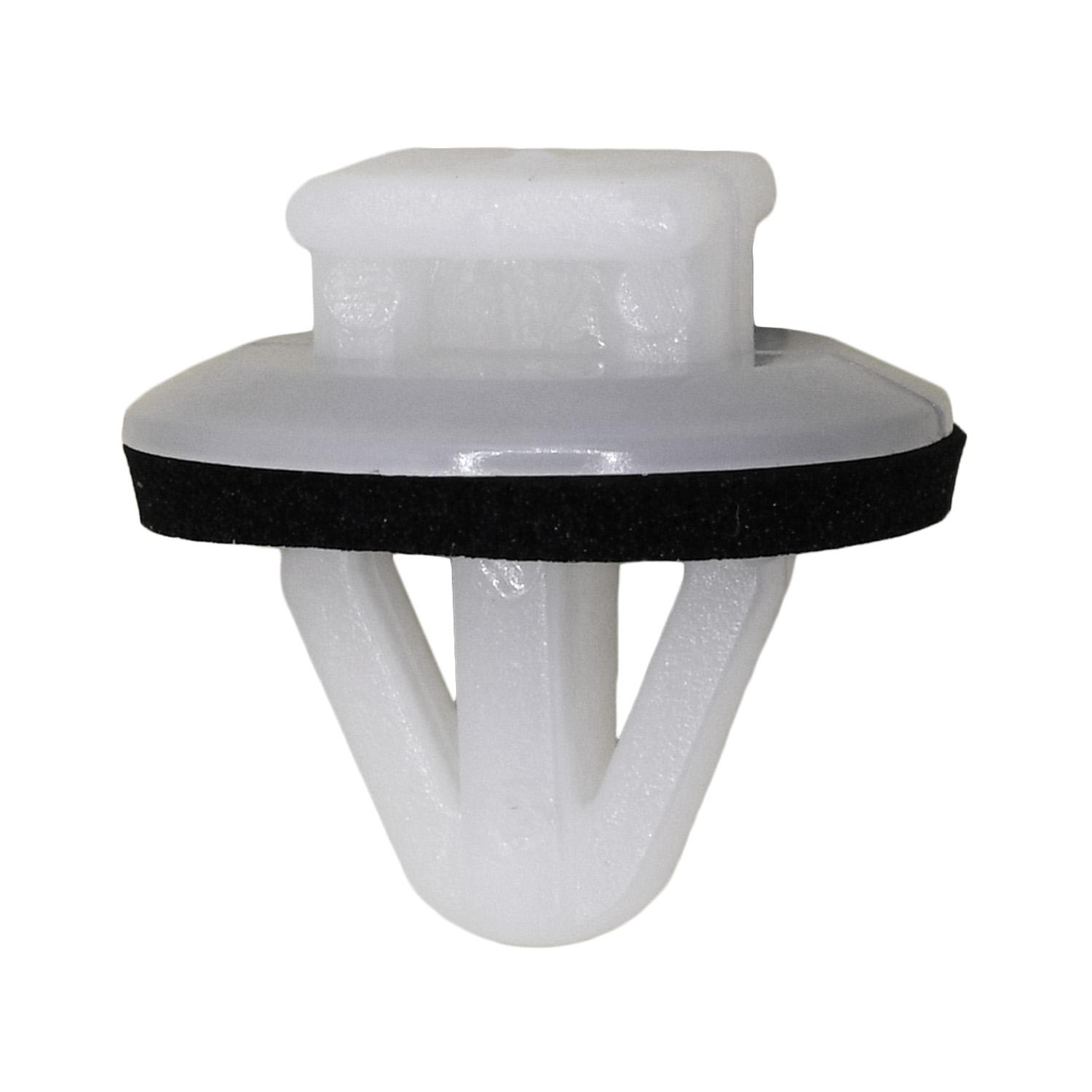 25 pcs/pk- 8mm Moulding Clip 15mm Head Diameter 9mm Stem Length, Material Nylon, Color White