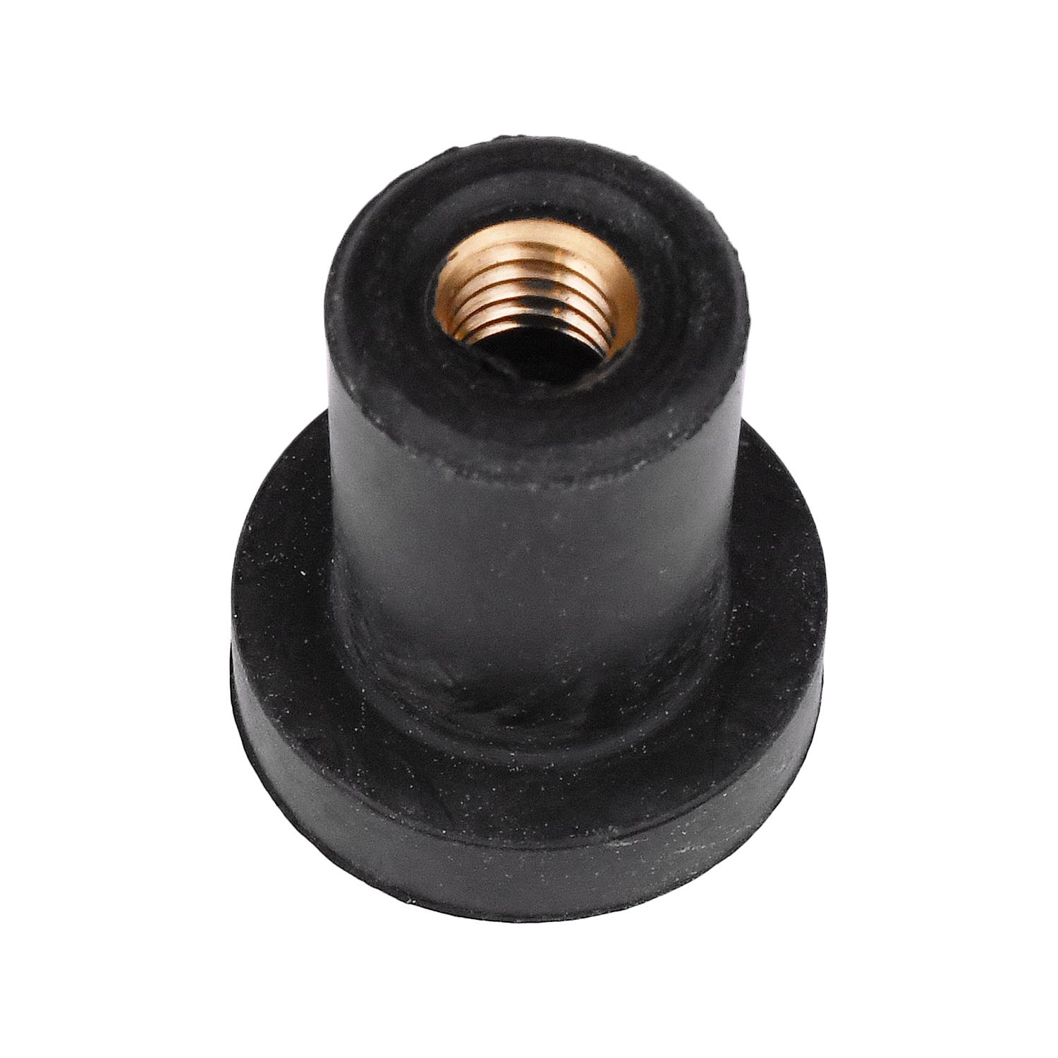 25 pcs/pk- Rubber Nut M6-1.0829 Length, Overall Length 0.829