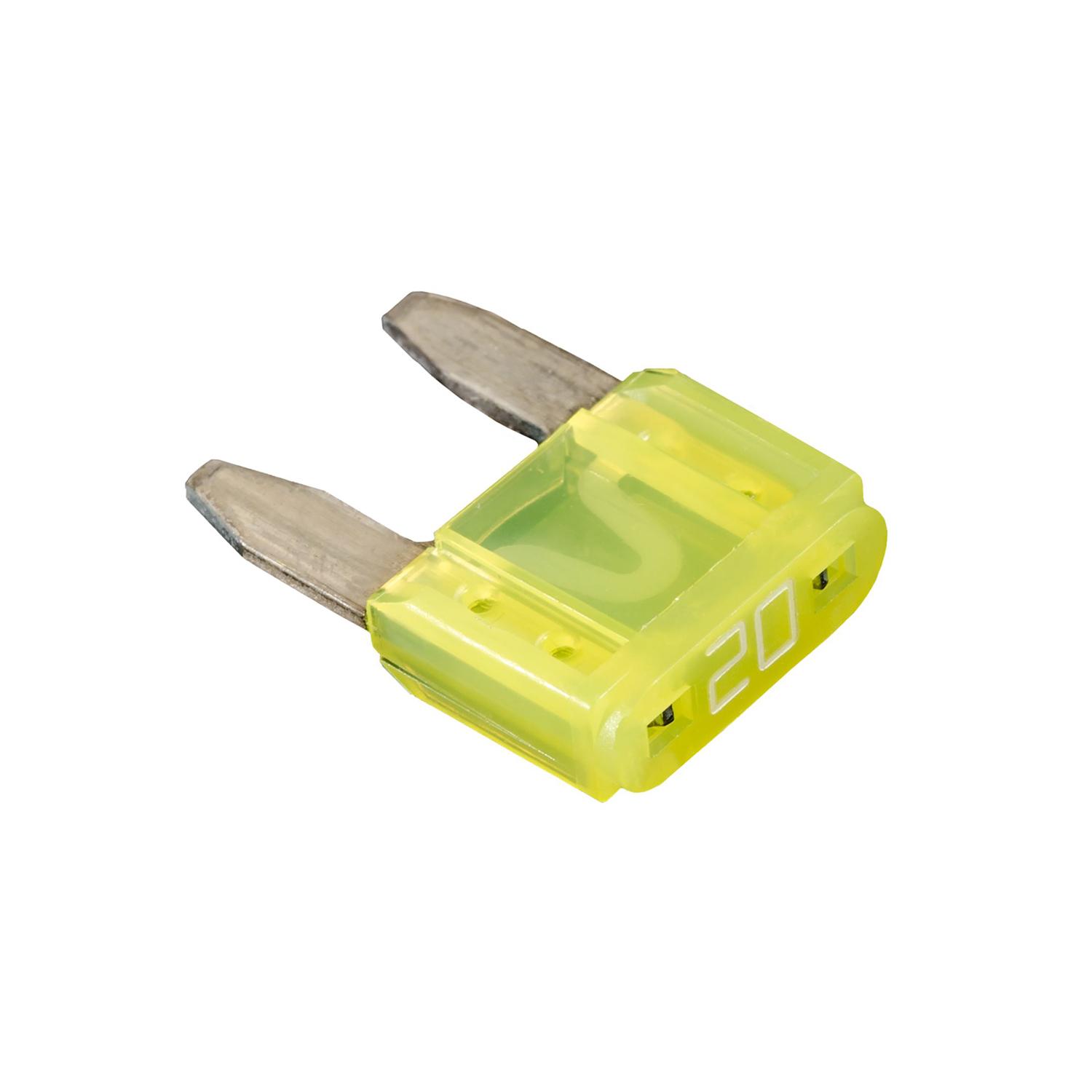 5 pcs/pk- Fuse - 20 Amps, Color Yellow, Type Mini (ATM) Fuse