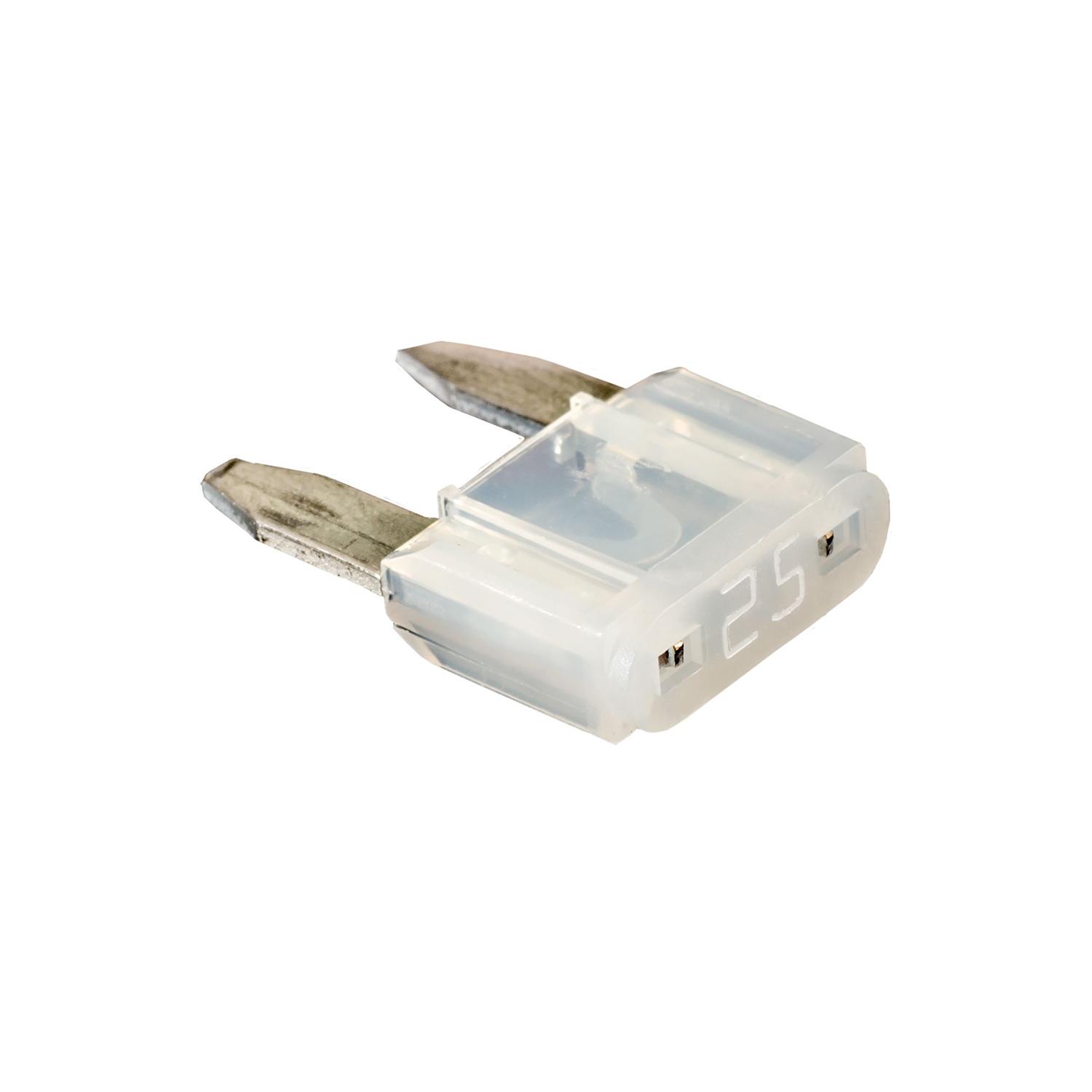 5 pcs/pk- Fuse - 25 Amps, Color White, Type Mini (ATM) Fuse