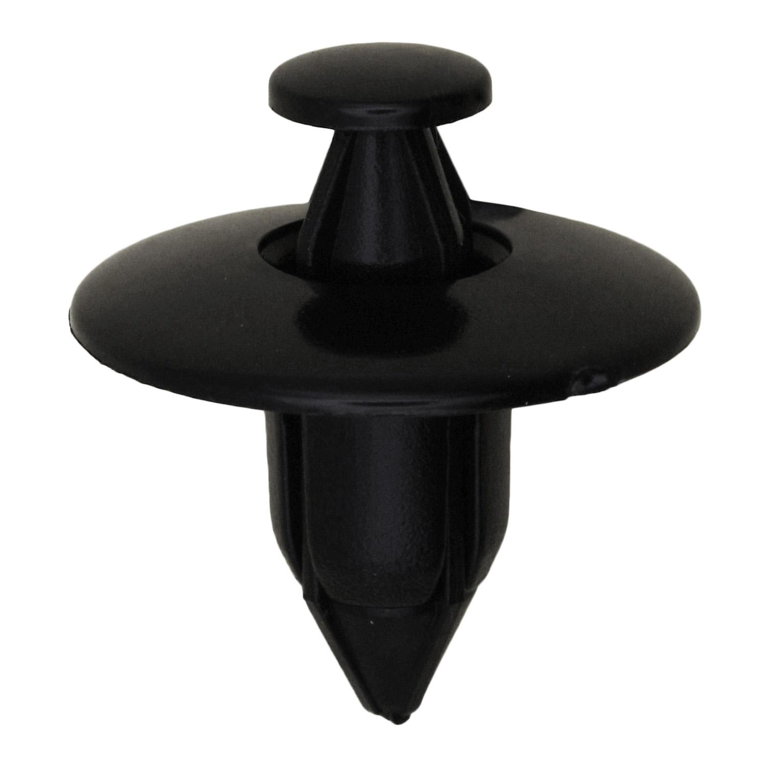 25 pcs/pk- 8mm Push-Type Retainer 14mm Length, Head Diameter 20mm, Rivet Length 8mm, Color Black, Type Push-Type with Drive P