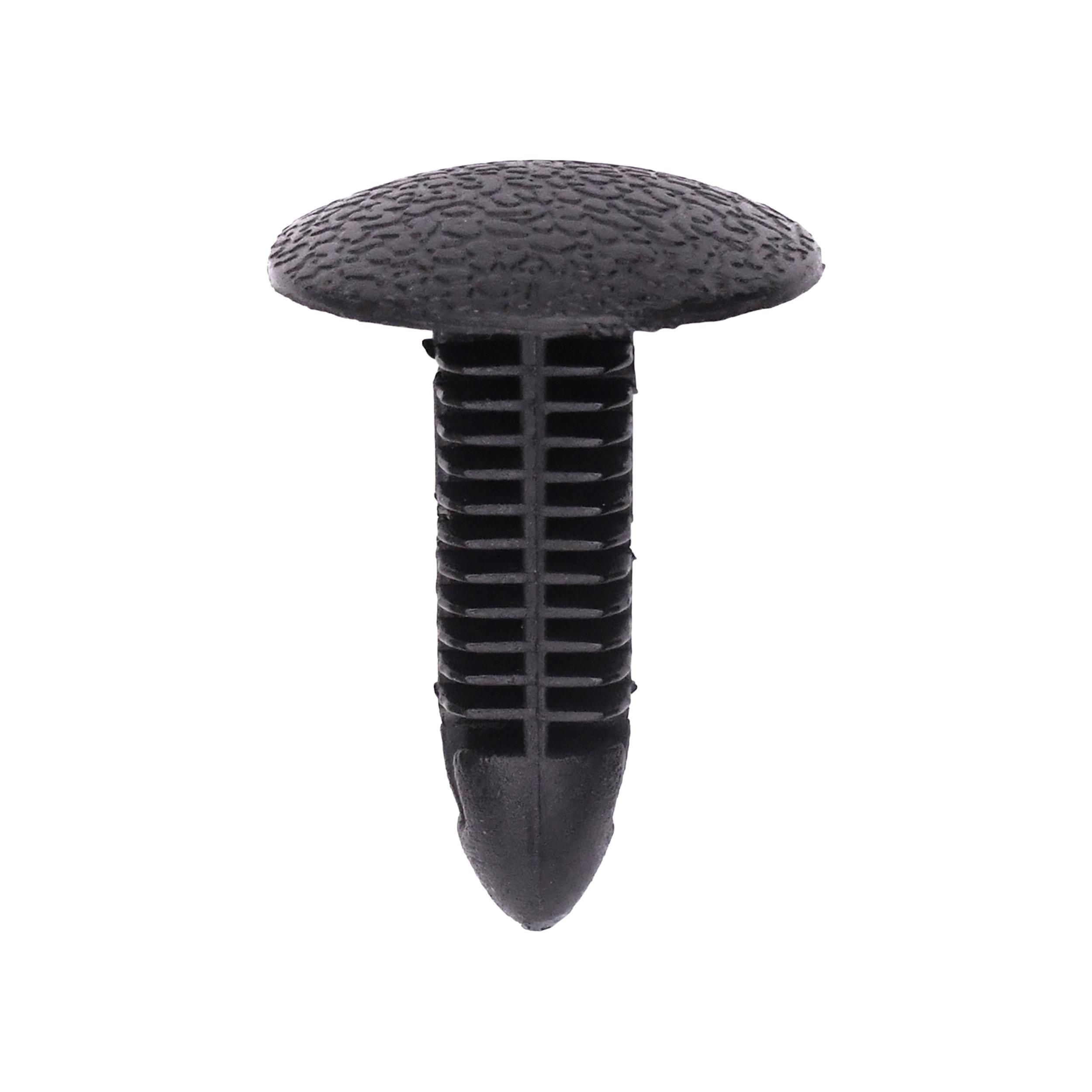 25 pcs/pk- Inner Fender Shield And Bumper Fascia Retainer, Rivet Length 23mm, Material Nylon, Color Black, Type Single Head