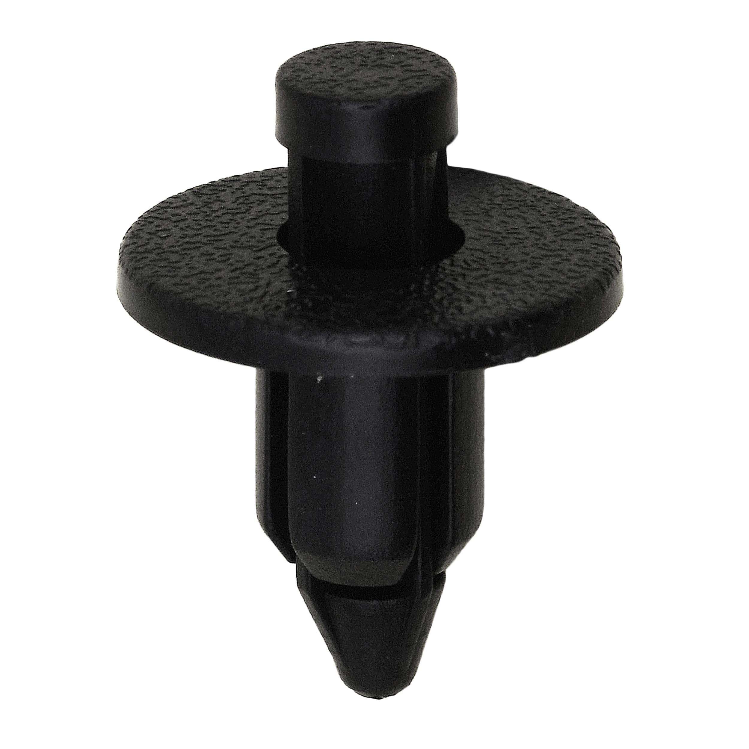 10 pcs/pk- 6.3mm Push-Type Retainer 15mm Head Diameter 13mm Length, Rivet Length 8mm, Color Black, Type Push-Type with Drive P