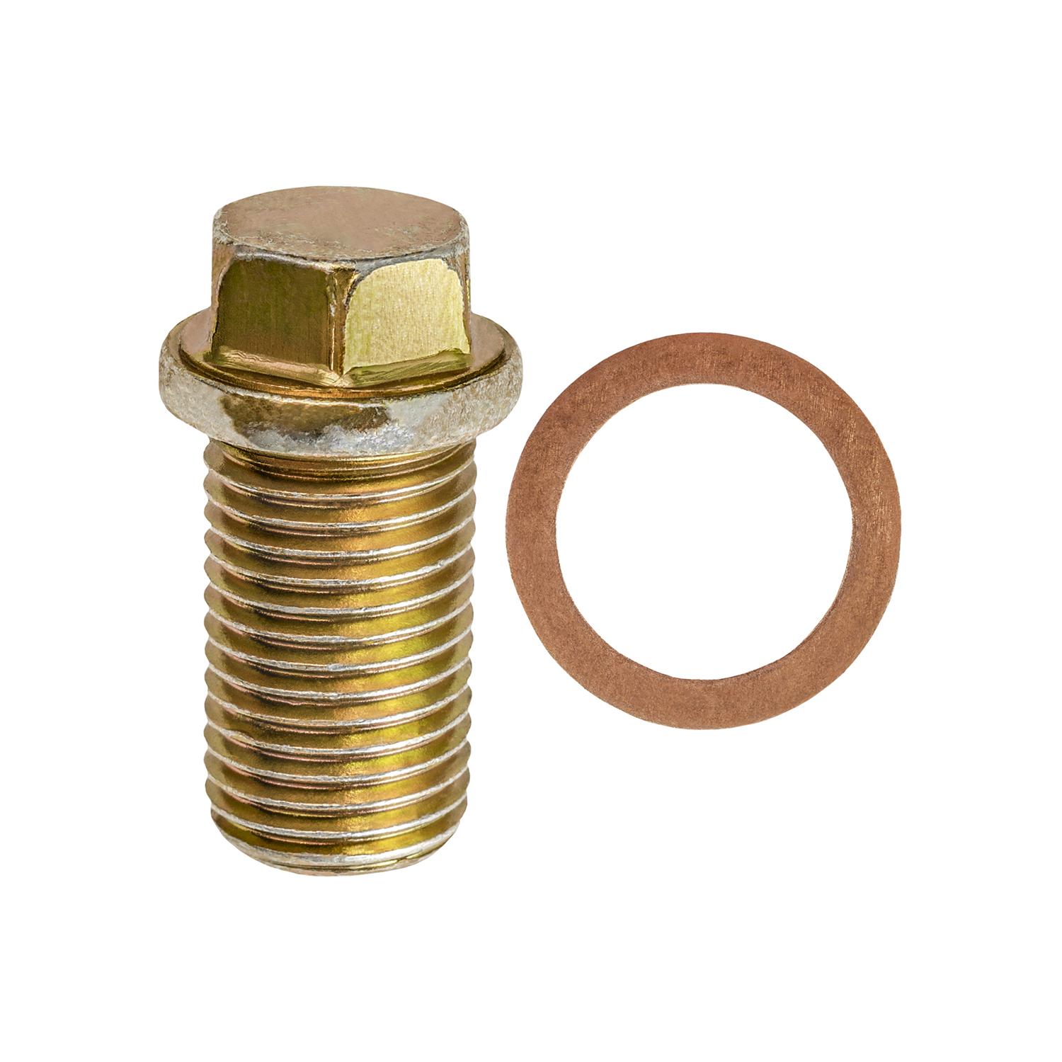 2 pcs/pk- Oil Drain Plug with Gasket M14-1.5 Threads Zinc, Length 24mm, Material Steel, Finish Yellow Zinc Chromate