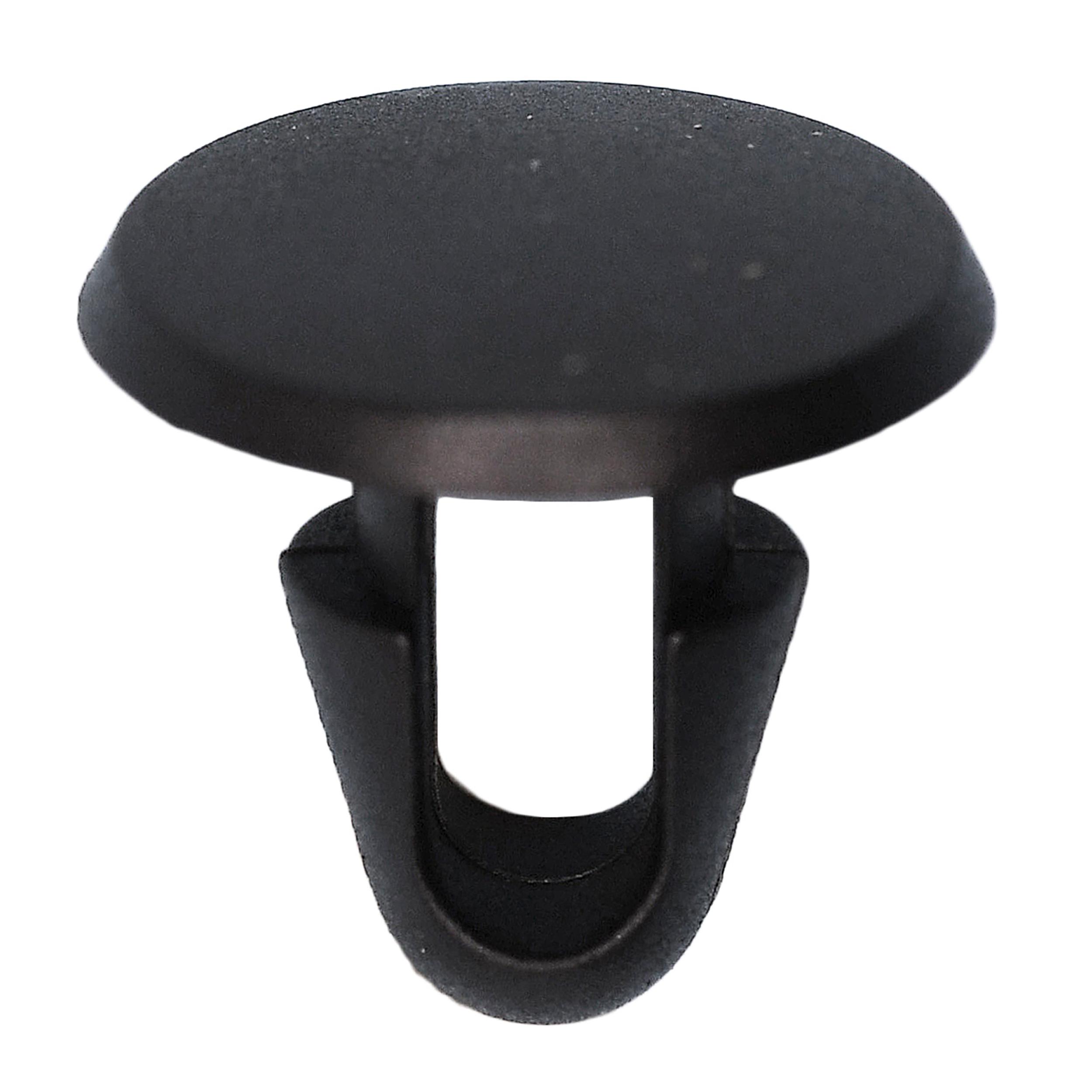 50 pcs/pk- Hood Seal Retaining Clip 13mm Head Diameter, Rivet Length 11mm, Material Nylon, Color Black, Type Single Head