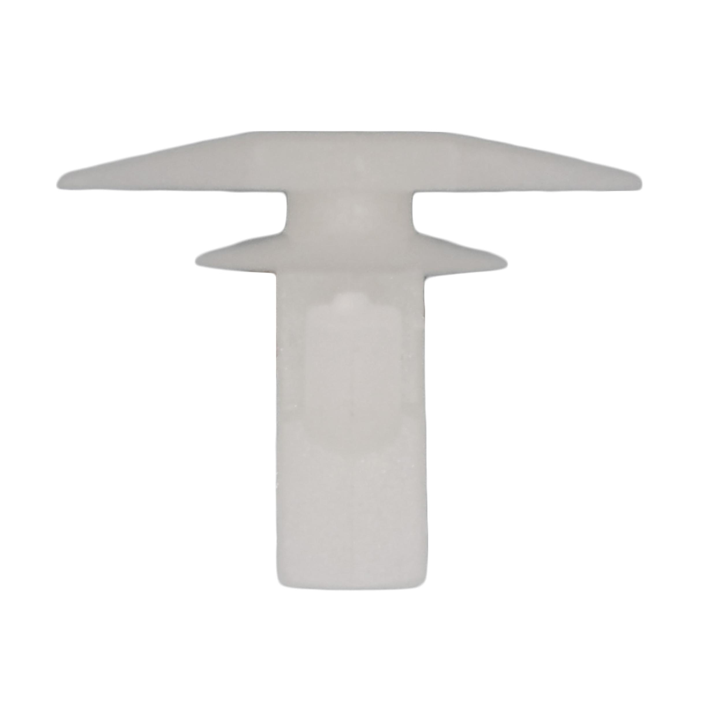 50 pcs/pk- Weatherstrip Retainer 5mm x 15mm Head 10mm Length, Material Nylon, Color Natural, Type Double Head