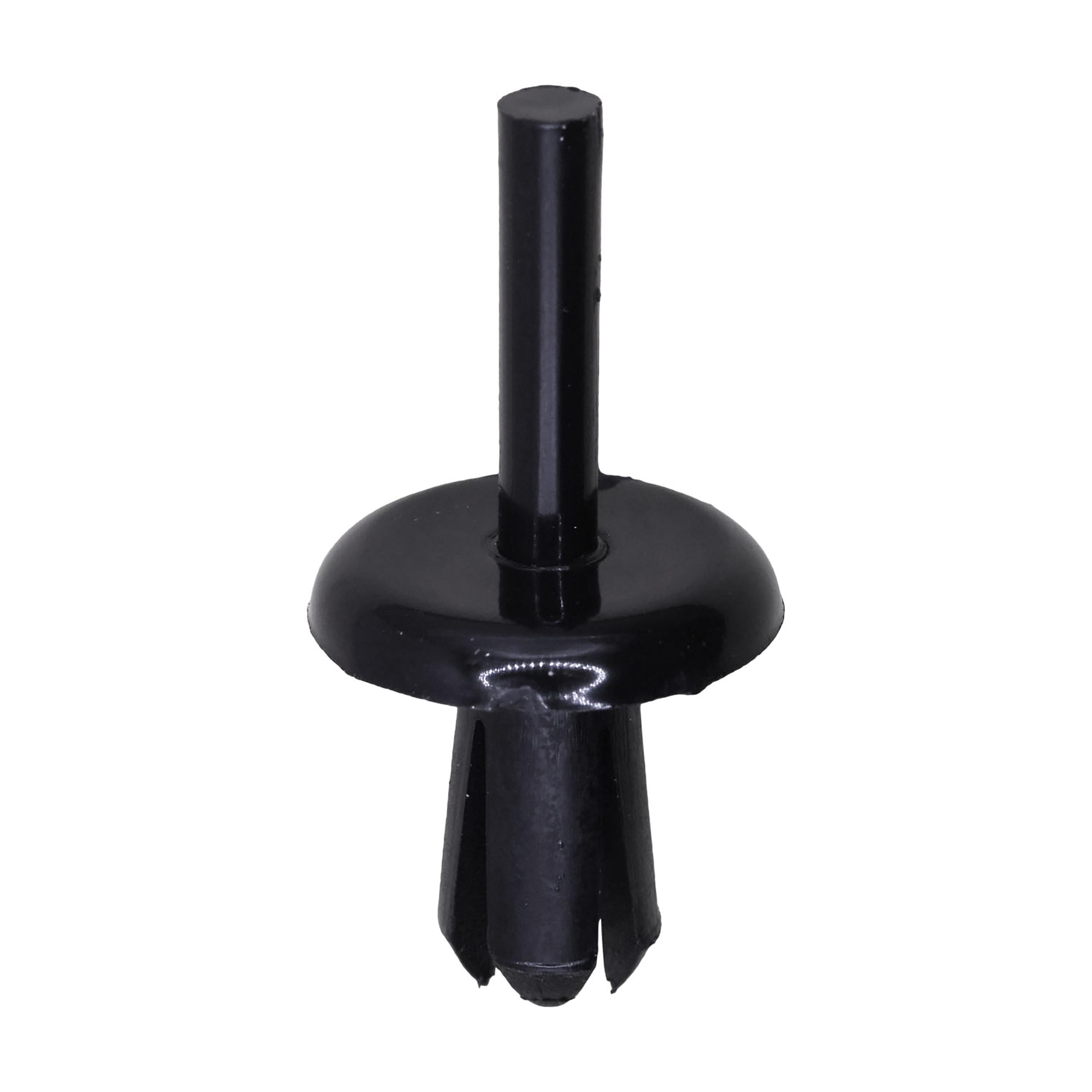 15 pcs/pk- Bumper Cover Retainer 16mm Head Diameter, Rivet Length 14mm, Color Black, Type Push-Type with Open End