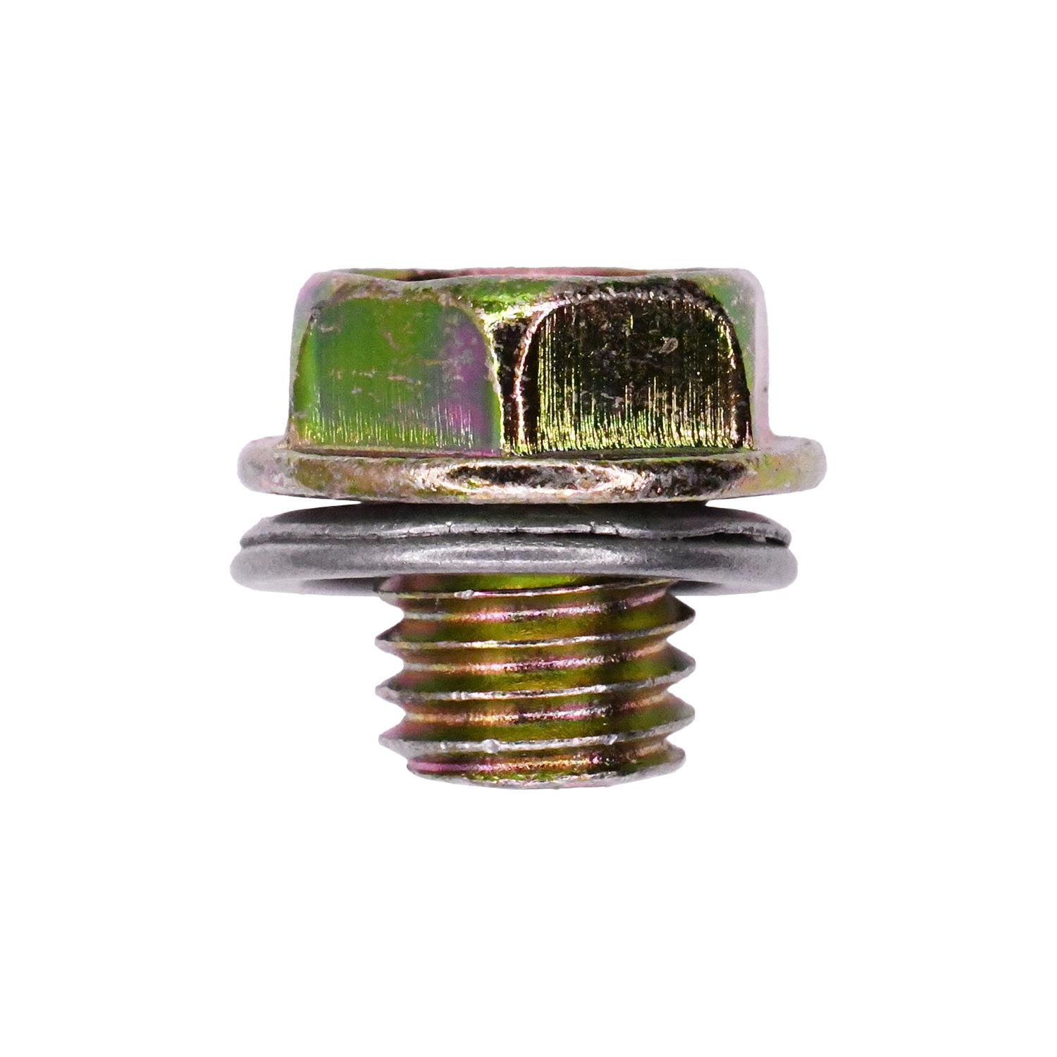 2 pcs/pk- Transmission Drain Plug And Gasket M10-1.5 Threads, Length 9mm, Material Steel, Finish Yellow Zinc Chromate