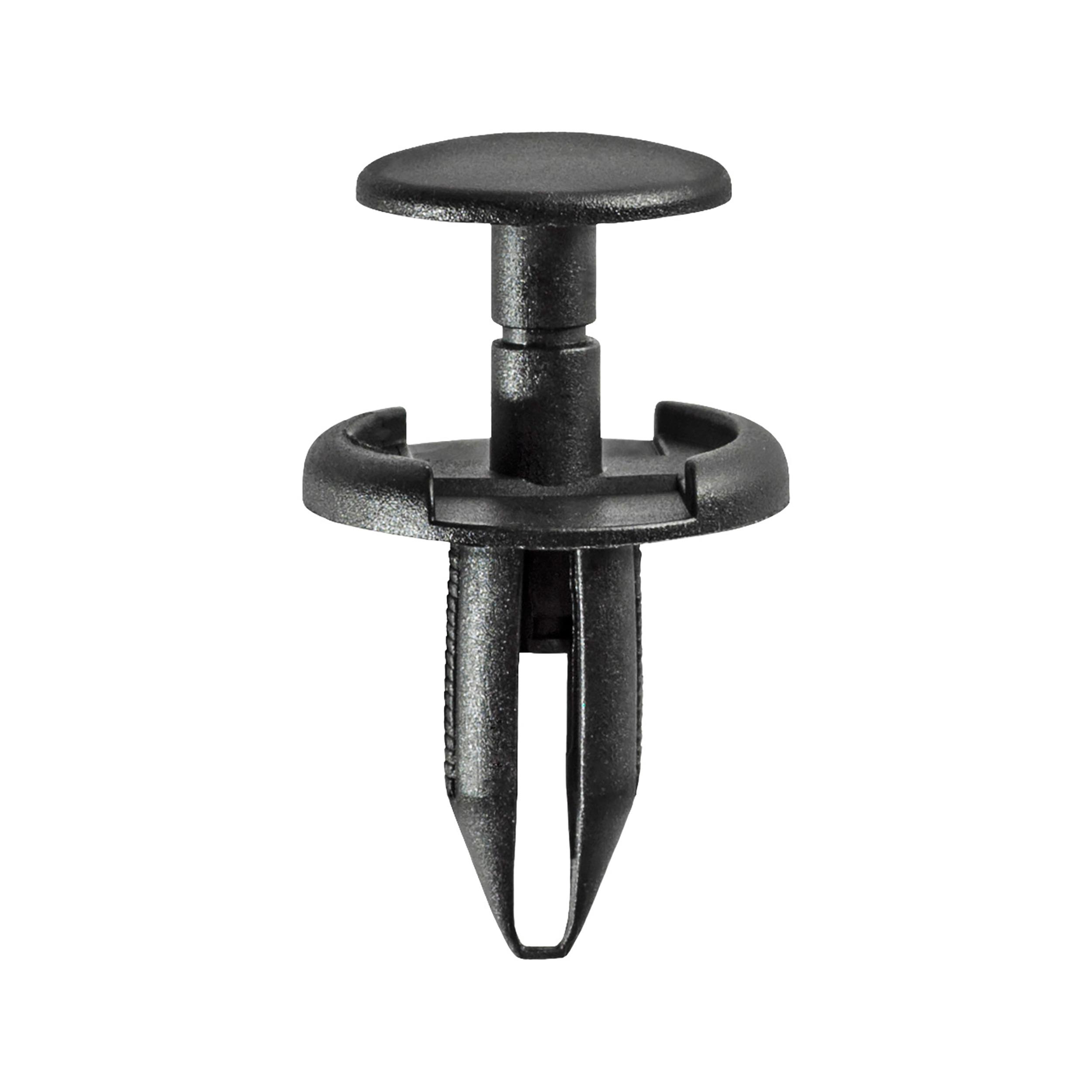 25 pcs/pk- Push-Type Retainer 17mm Head Diameter 16mm Stem Length, Material Nylon, Color Black
