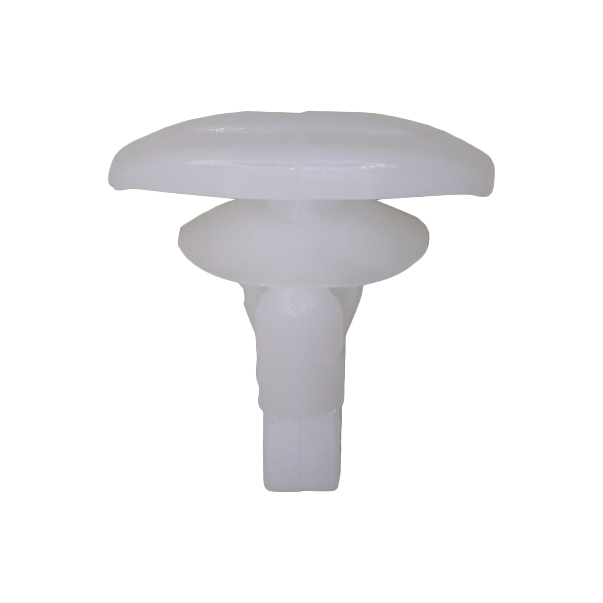 15 pcs/pk- Weatherstrip Retainer 5mm x 15mm Head Size, Rivet Length 10mm, Material Nylon, Color White, Type Double Head