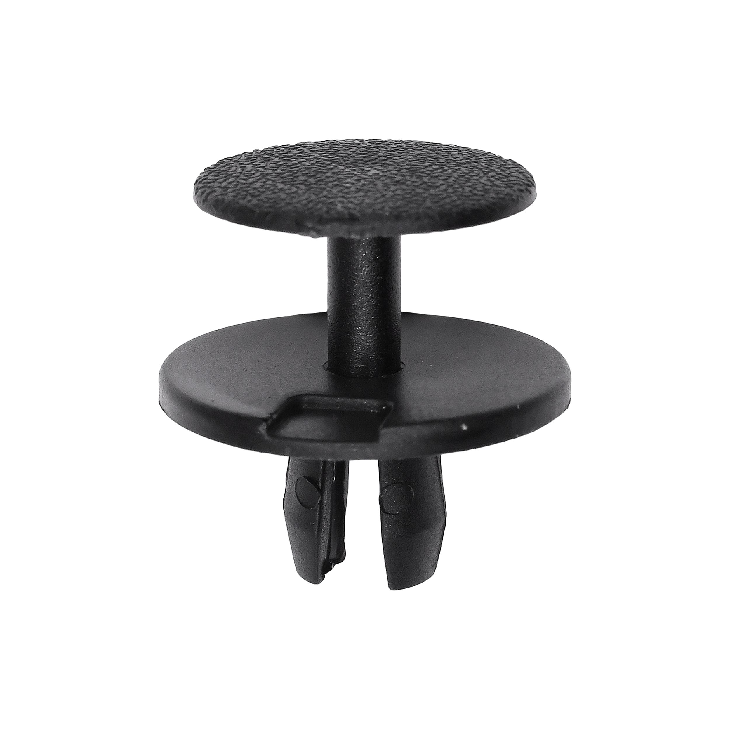 25 pcs/pk- 7mm Hood And Trunk Insulation Retainer 20mm Head Diameter, Color Black, Type Push-Type with Open End