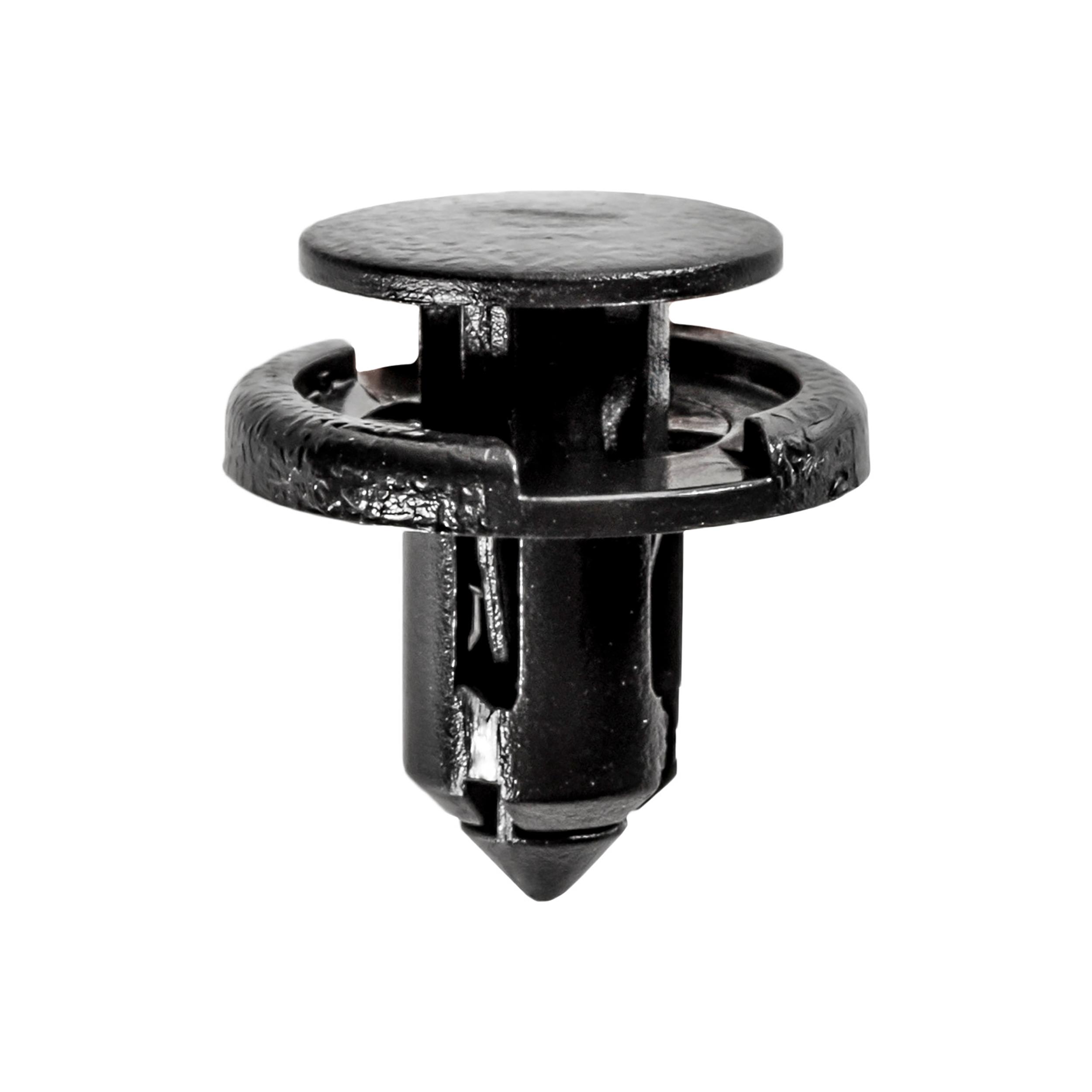 15 pcs/pk- 8mm Push-Type Retainer, Head Diameter 18mm, Rivet Length 10mm, Material Nylon, Color Black