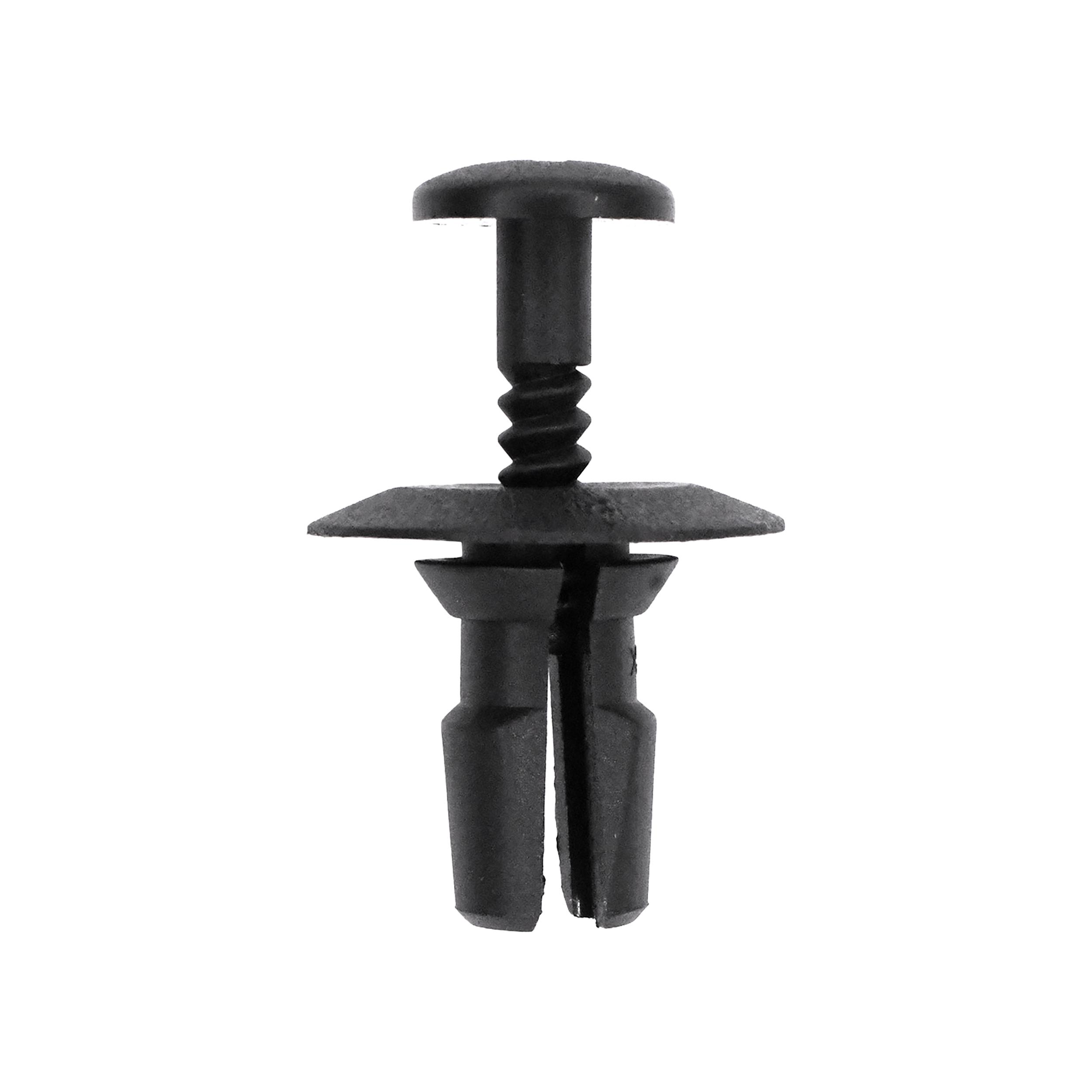 50 pcs/pk- 7mm Cowl Vent Retainer 20mm Head Diameter 16mm Stem Length, Drive Type Phillips, Color Black, Type Screw-Type with Open End