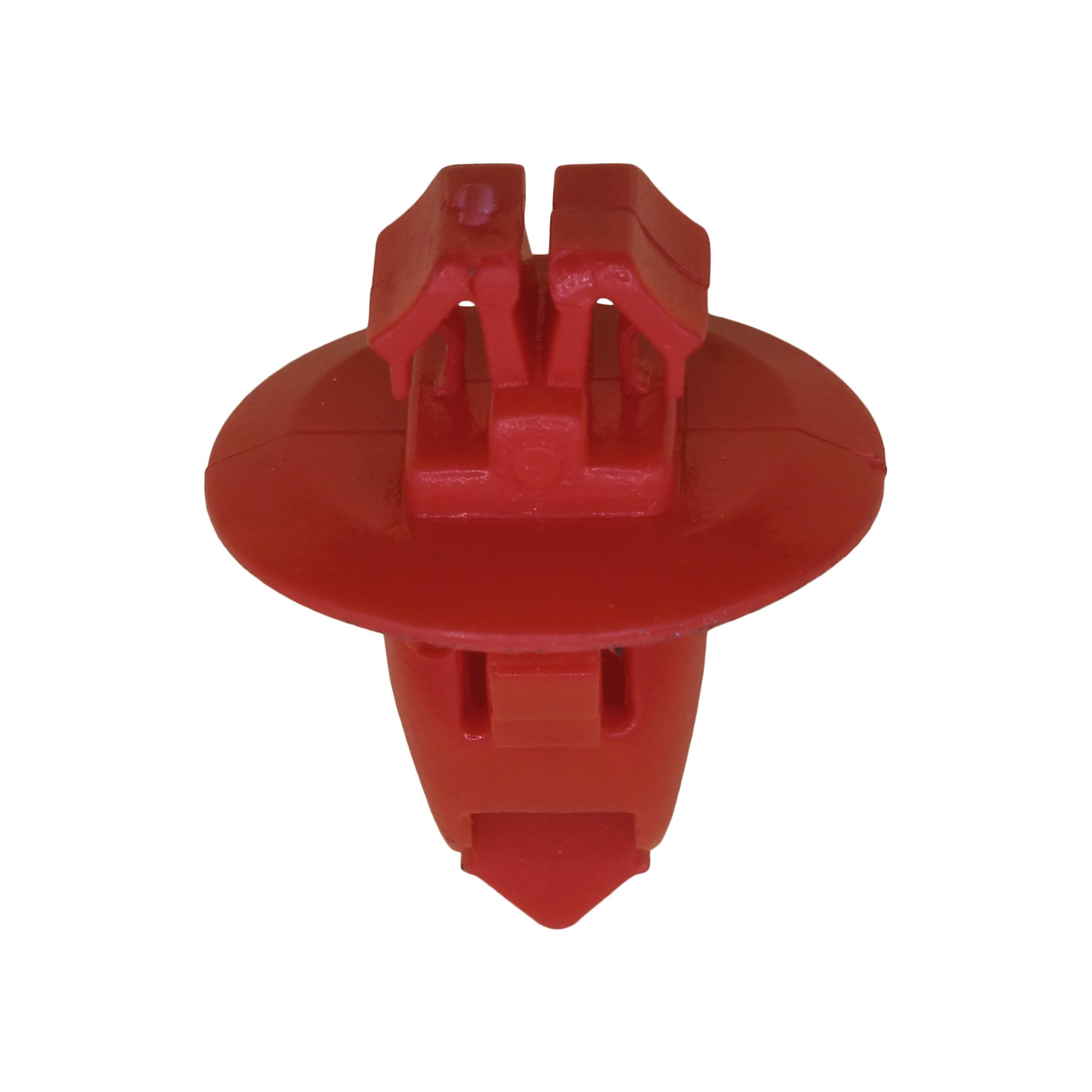 10 pcs/pk- Fender Moulding Clip 17mm Head Diameter 13mm Stem, Material Nylon, Color Red