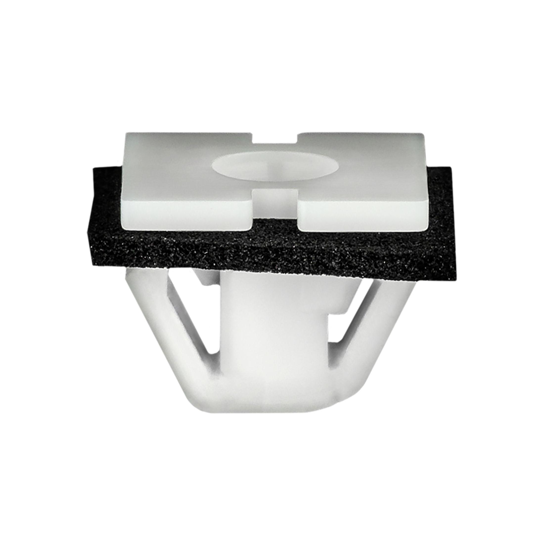 15 pcs/pk- M4.2 Moulding Clip 14mm x 14mm Head Size 10mm Stem, Material Nylon, Color White