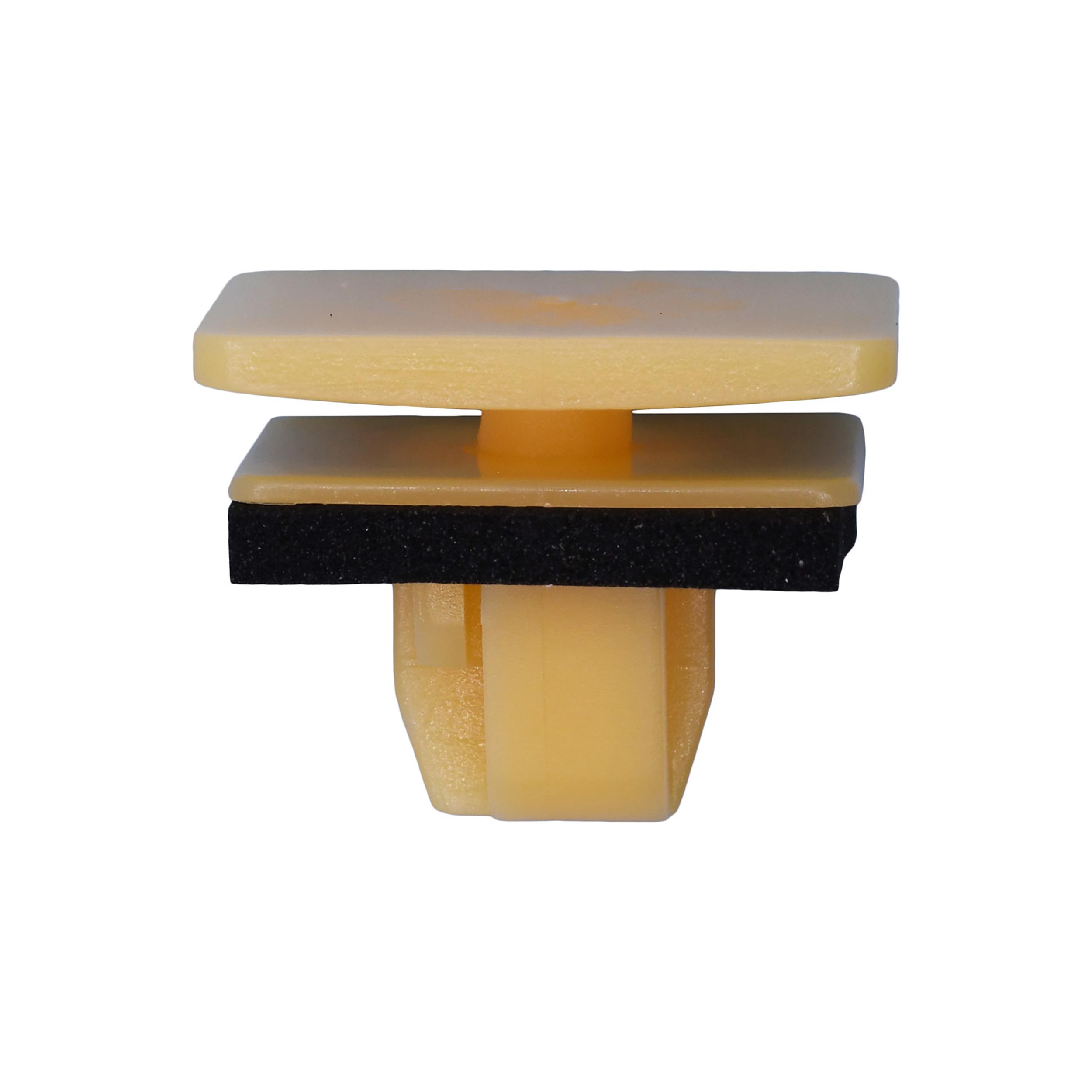15 pcs/pk- Rocker Panel Clip with Sealer 10mm Stem Length, Material Nylon, Color Yellow