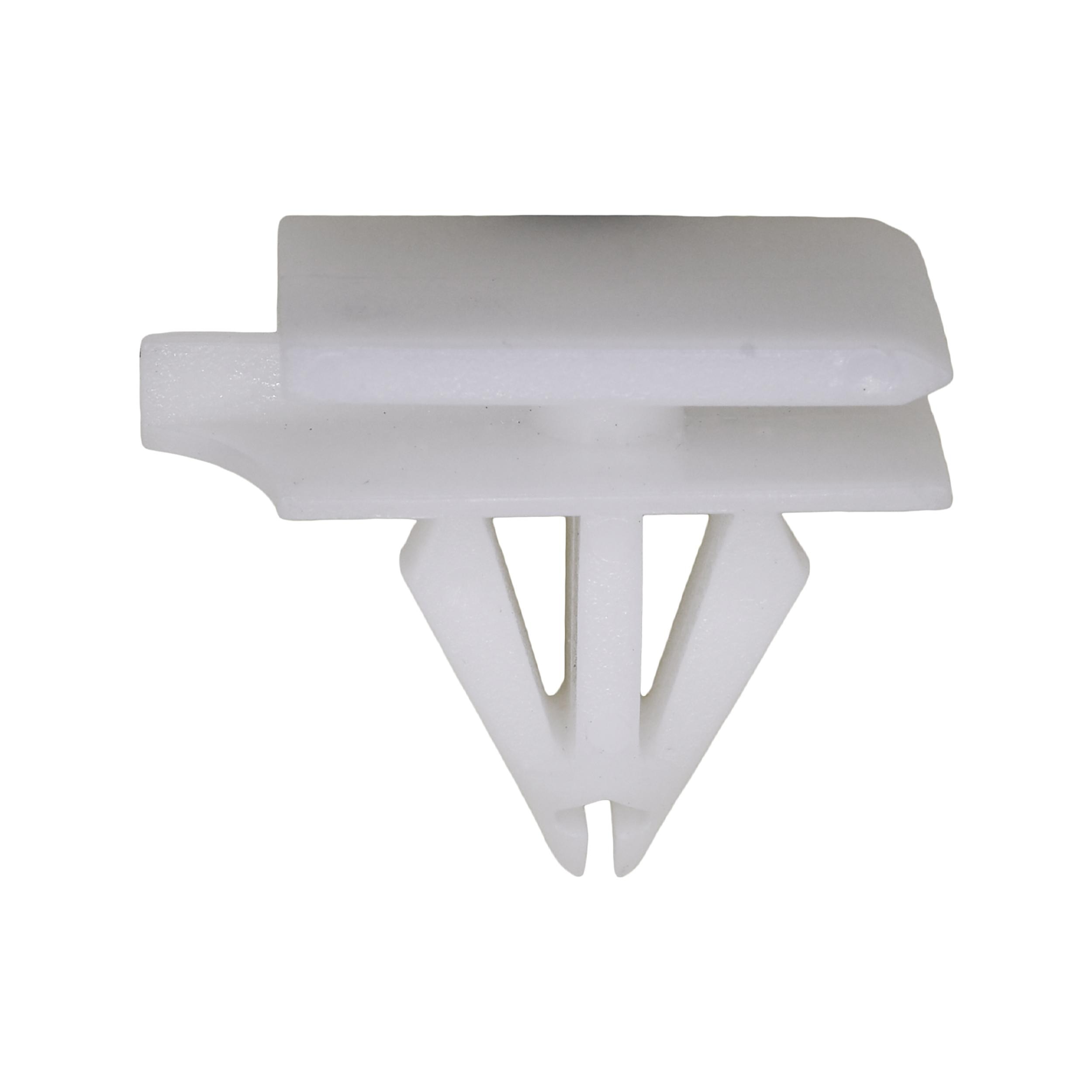 15 pcs/pk- 9mm Rocker Moulding Clip 14mm Stem Length, Material Nylon, Color White