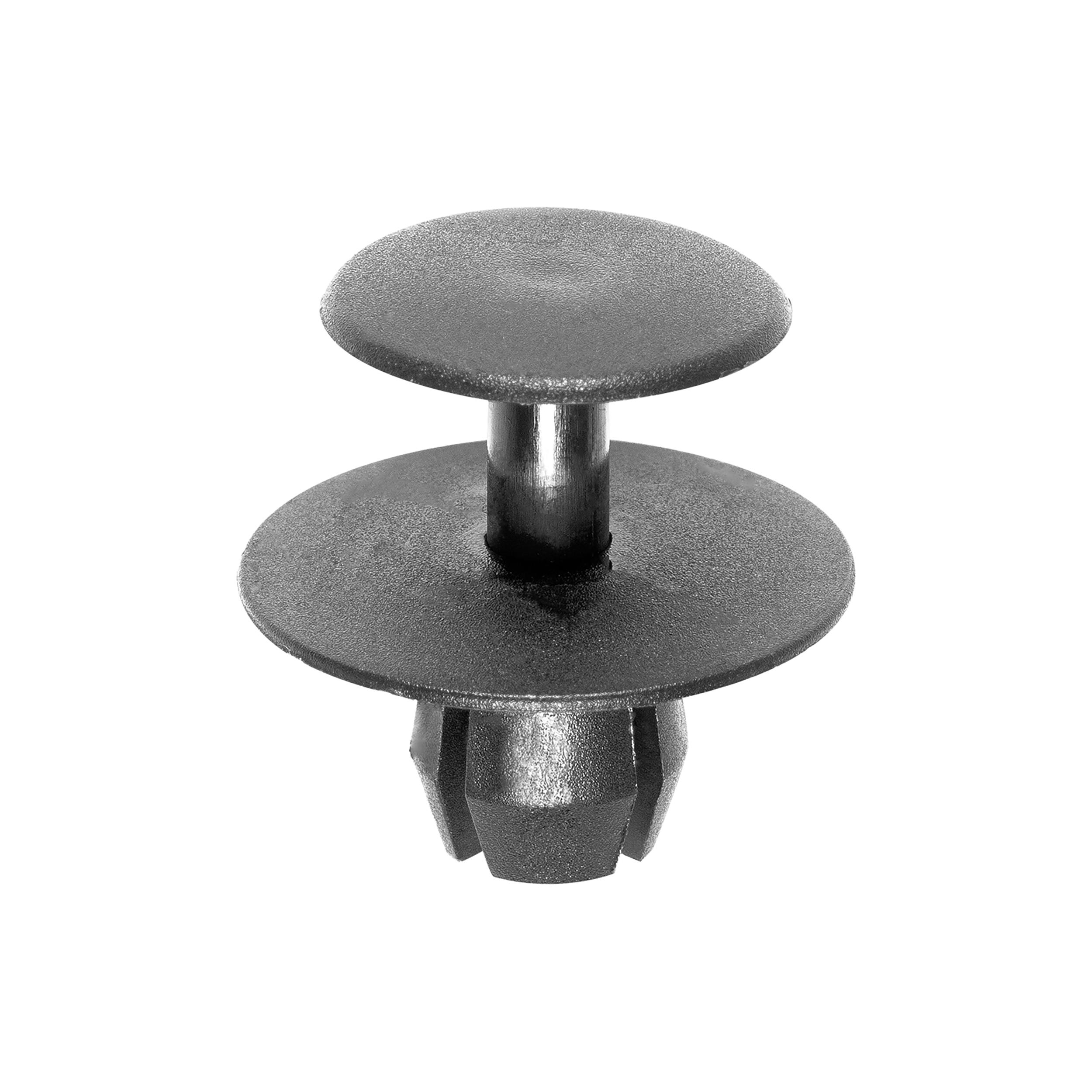 10 pcs/pk- 8.5mm Push Type Retainer 9mm Stem, Head Diameter 20mm, Color Black, Type Push-Type with Open End