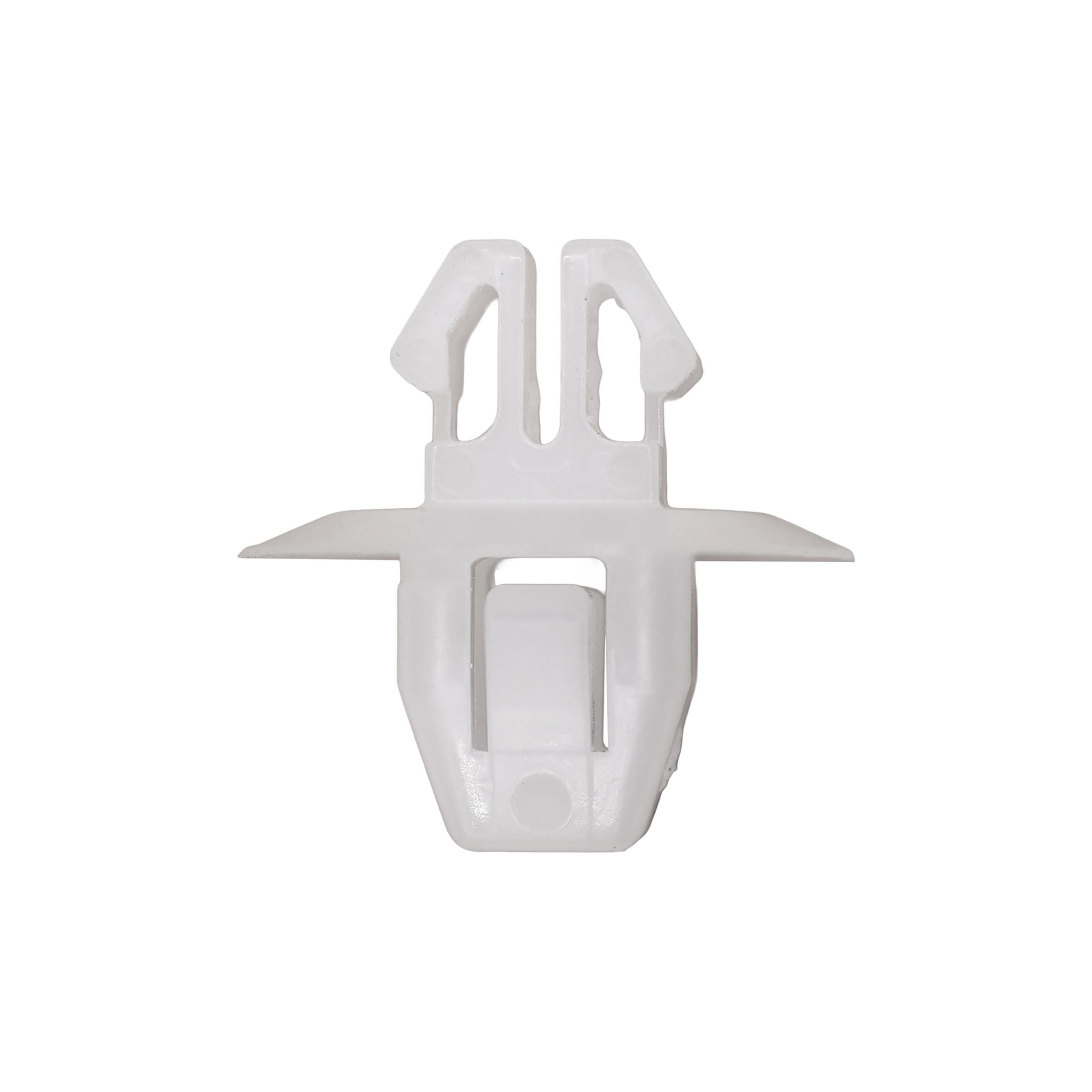 10 pcs/pk- Moulding Clip White Nylon, Overall Length 18mm, Head Diameter 18mm, Rivet Length 9mm