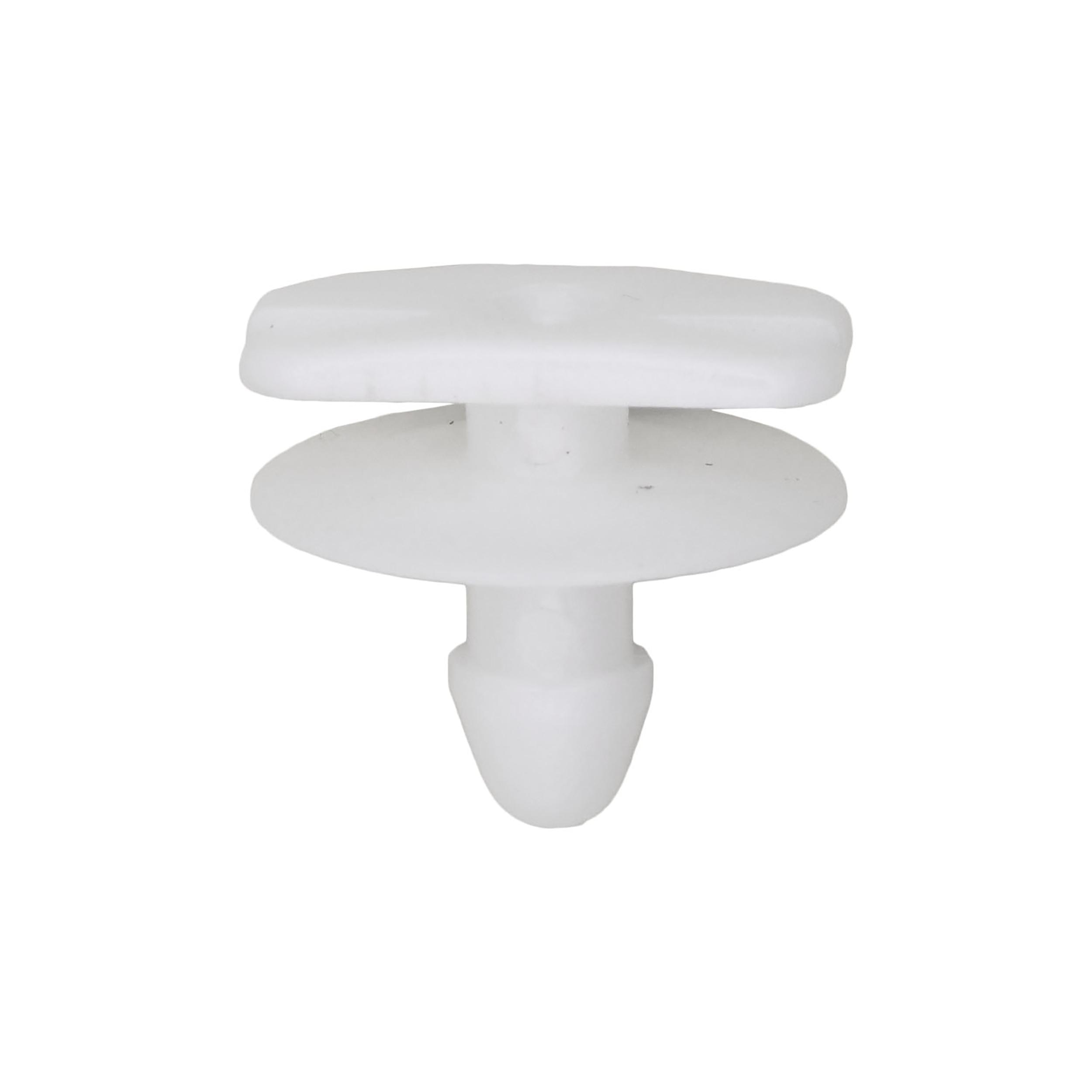 25 pcs/pk- Moulding Clip - White Nylon, Head Diameter 15mm, Rivet Length 9mm