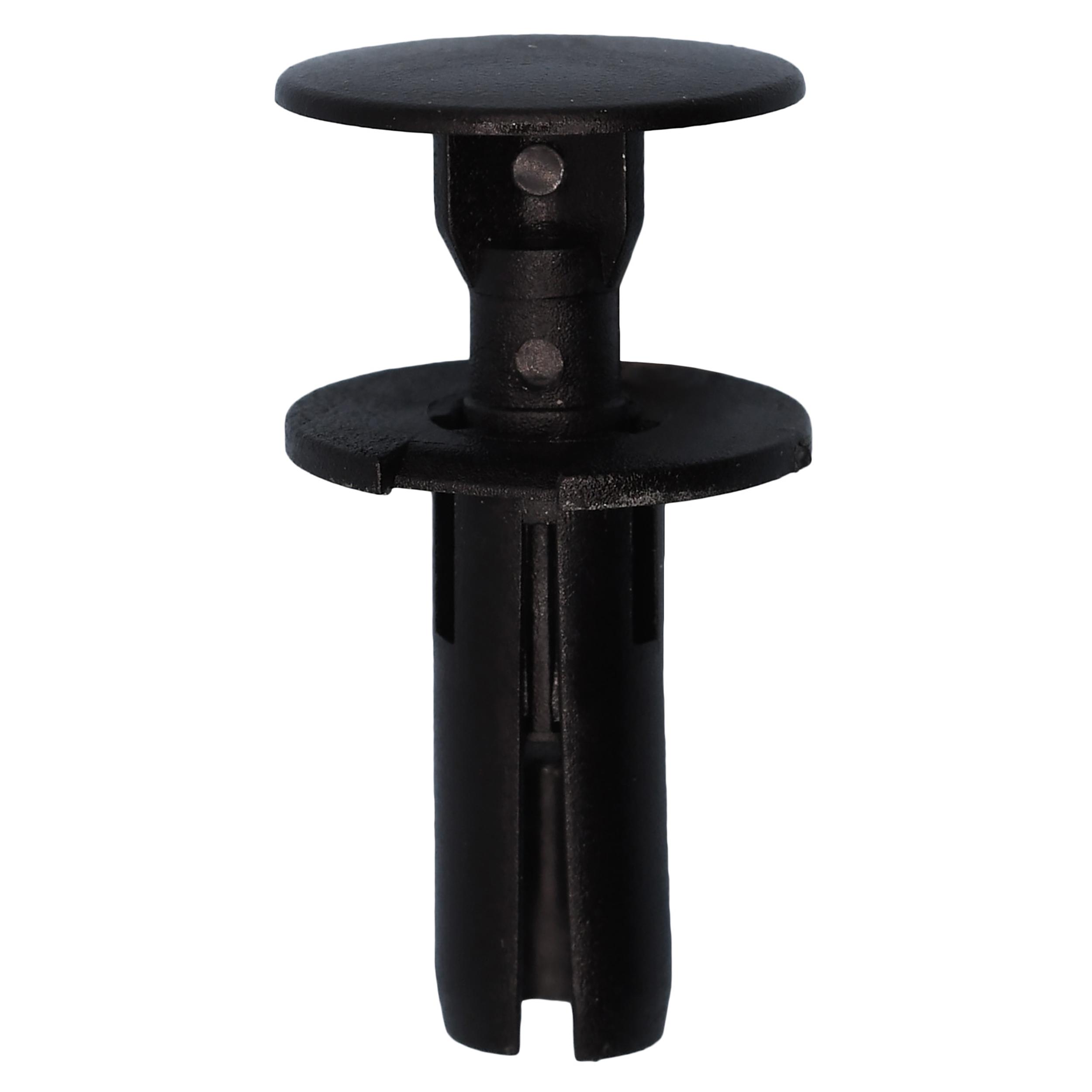 15 pcs/pk- 7mm Push-Type Retainer Black Nylon, Head Diameter 15mm, Rivet Length 17mm, Type Push-Type with Drive P