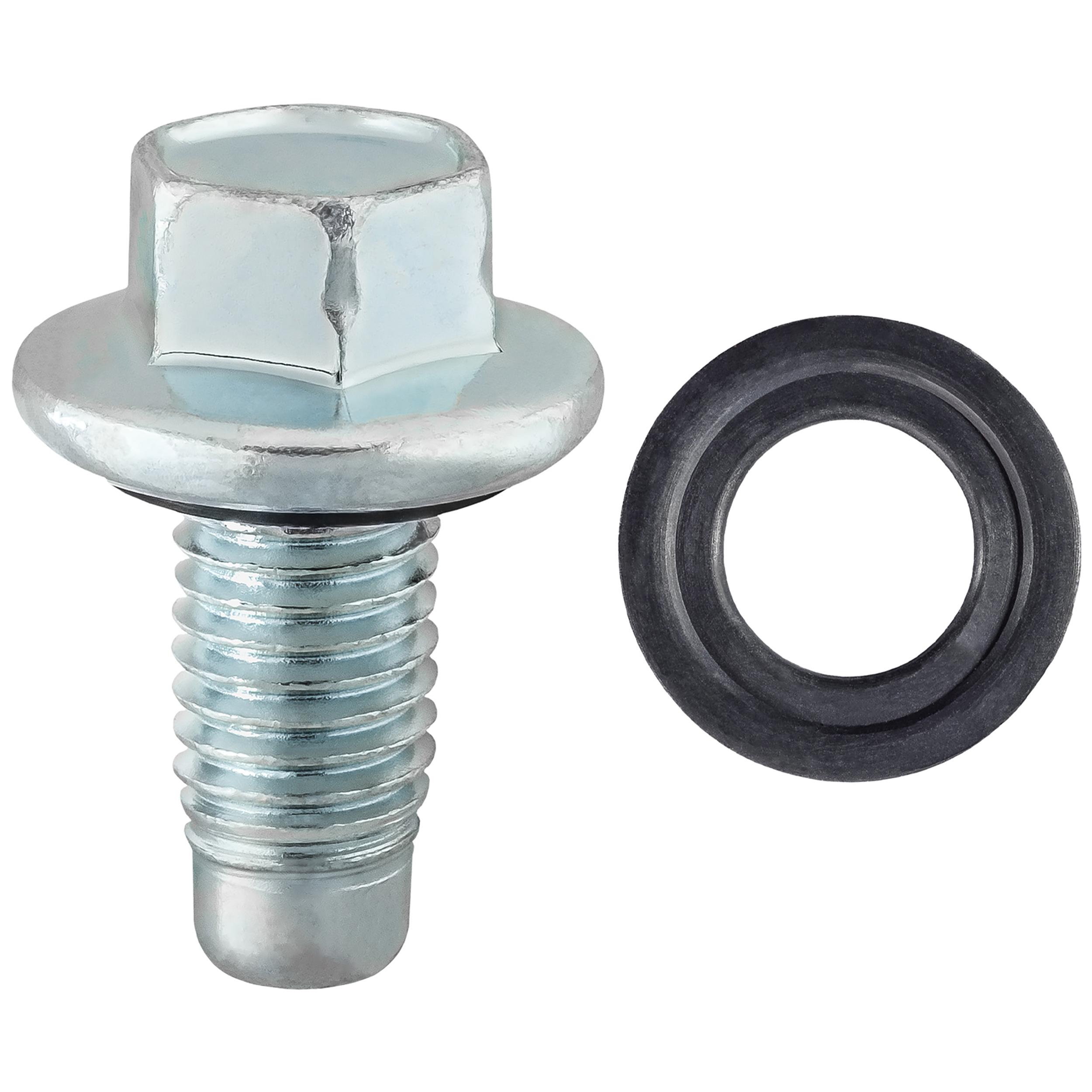 2 pcs/pk- Oil Drain Plug with Rubber Gasket M12-1.75, Length 25mm, Material Steel, Finish Zinc