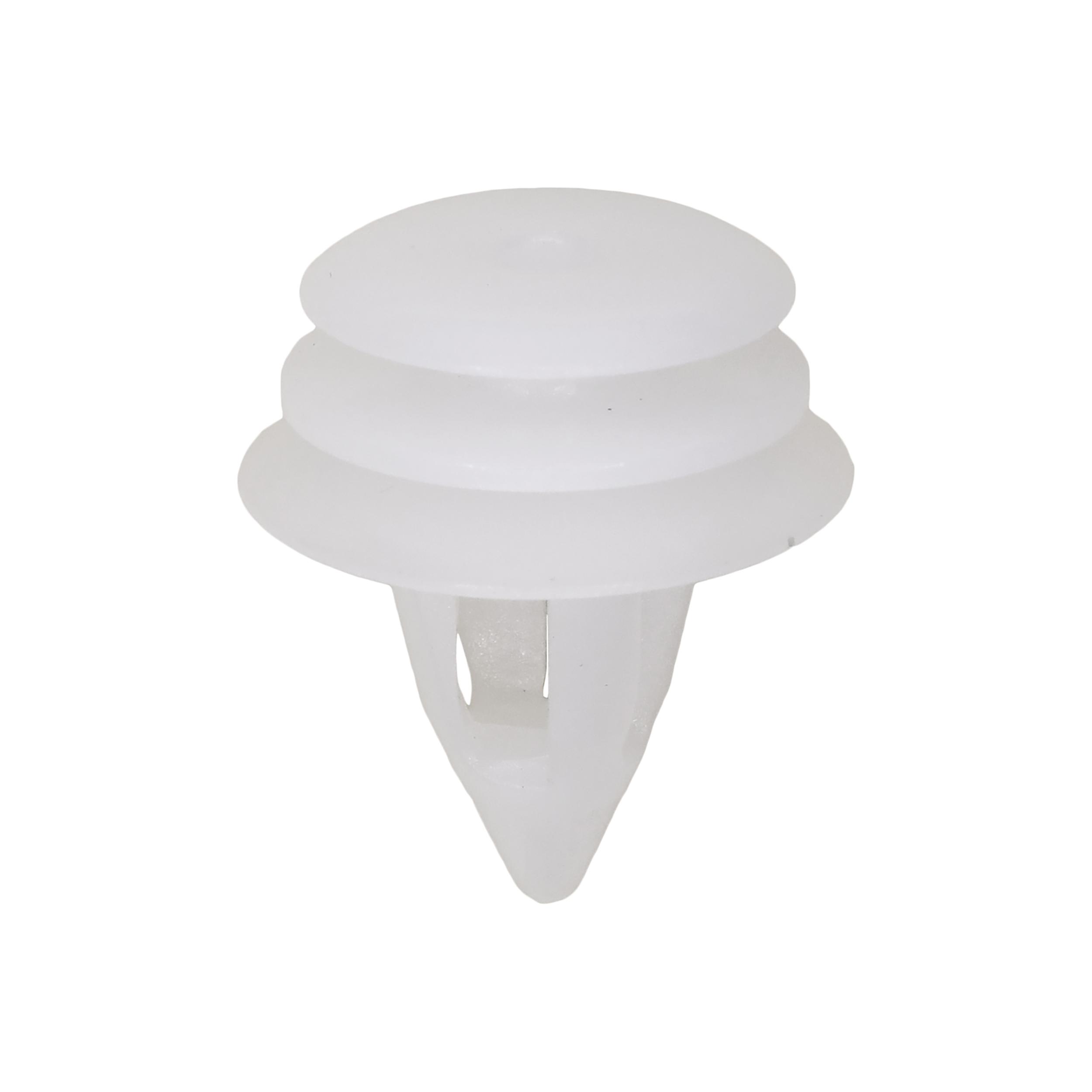 25 pcs/pk- Cooper Retainer - White Nylon, Rivet Length 14mm, Type Triple Head