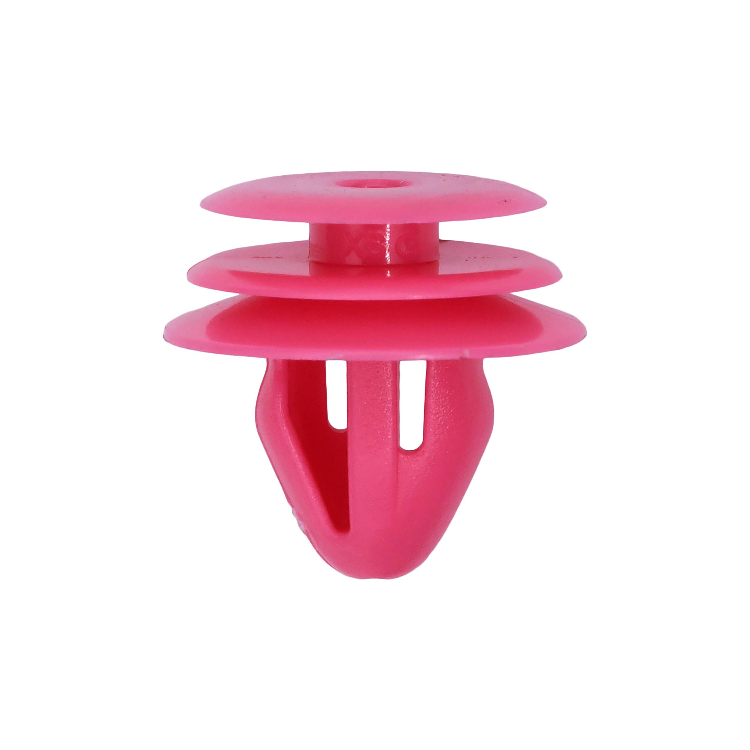 15 pcs/pk- Trim Panel Retainer, Rivet Length 12mm, Material Nylon, Color Pink, Type Triple Head