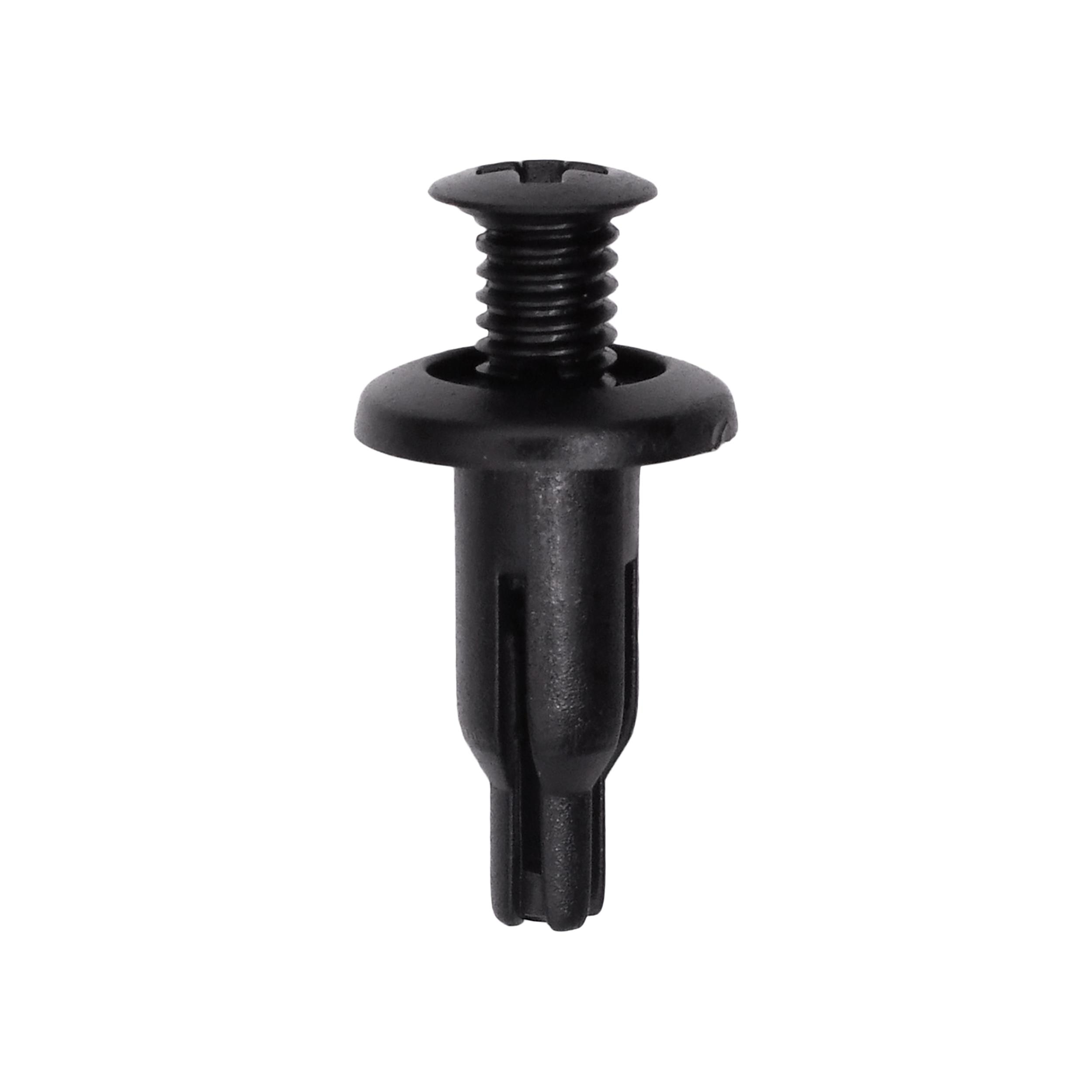 25 pcs/pk- 5mm Push Type Retainer, Drive Type Phillips, Head Diameter 10mm, Rivet Length 13mm, Color Black, Type Screw-Type with Closed End