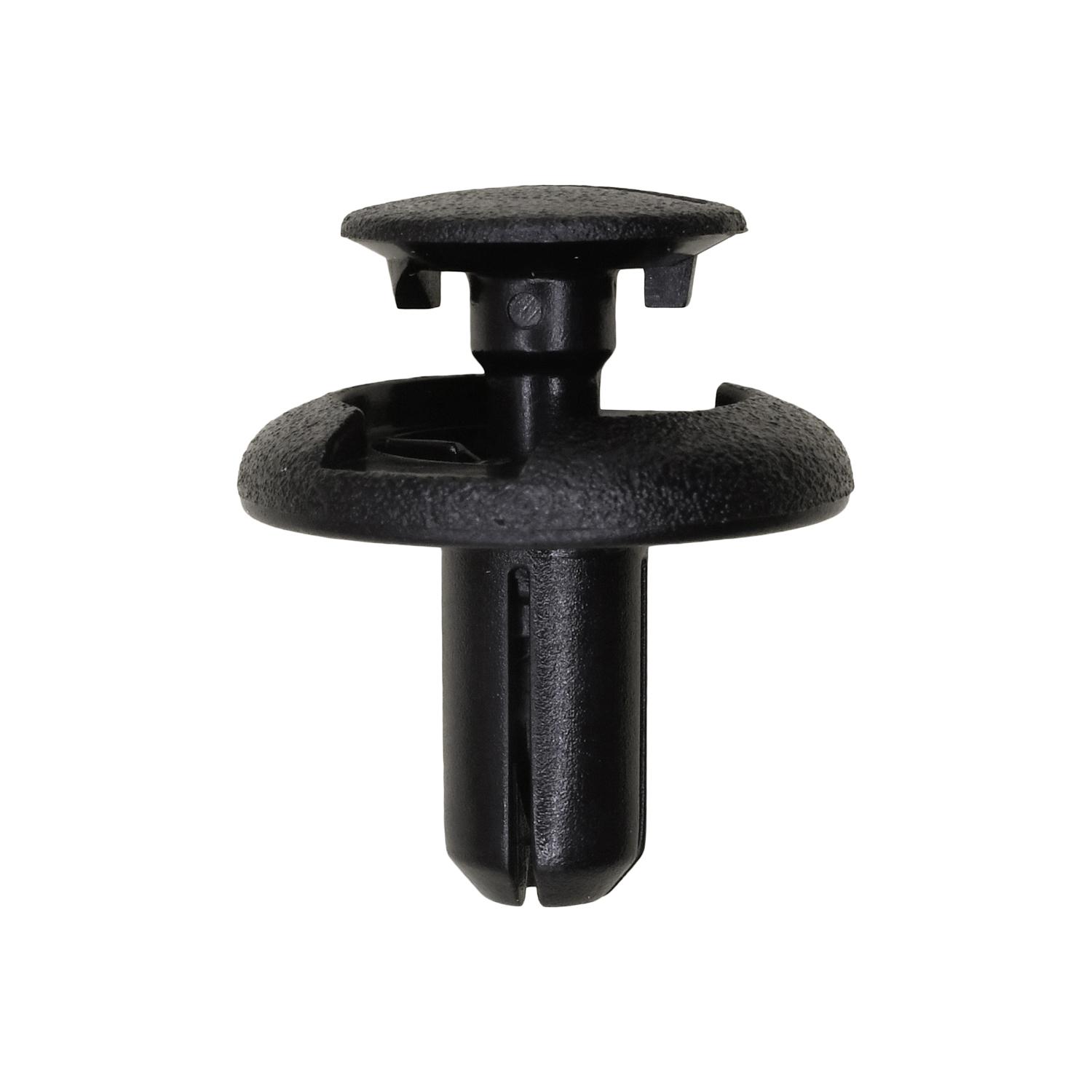 10 pcs/pk- 7mm Push Type Retainer, Drive Type Slotted, Head Diameter 20mm, Rivet Length 12mm, Color Black, Type Screw-Type with Open End