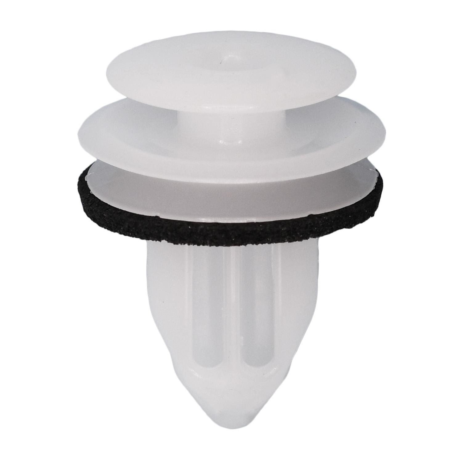 10 pcs/pk- Retainer with Sealer, Rivet Length 14mm, Material Nylon, Color White, Type Triple Head
