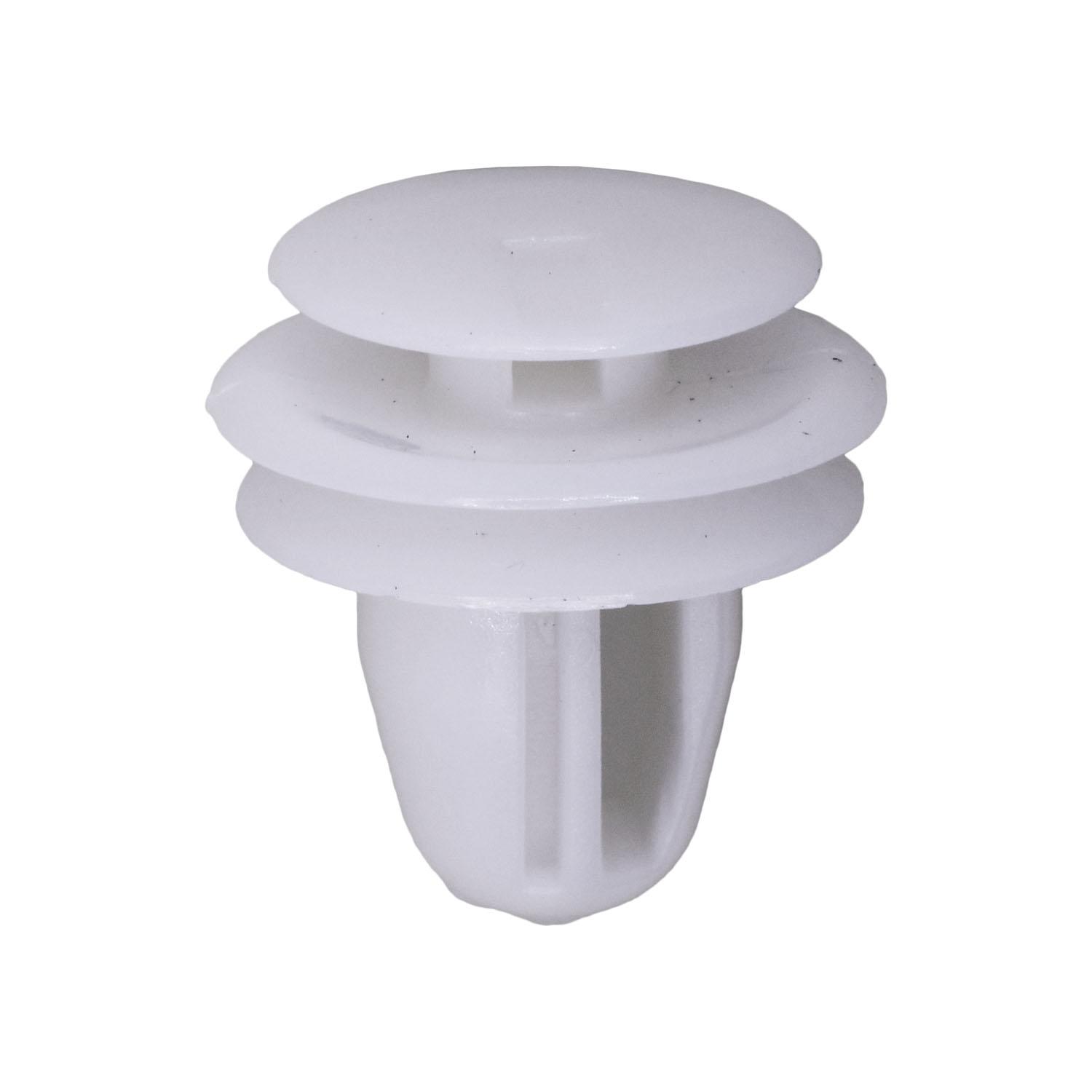 25 pcs/pk- Retainer, Rivet Length 11mm, Material Nylon, Color White, Type Triple Head