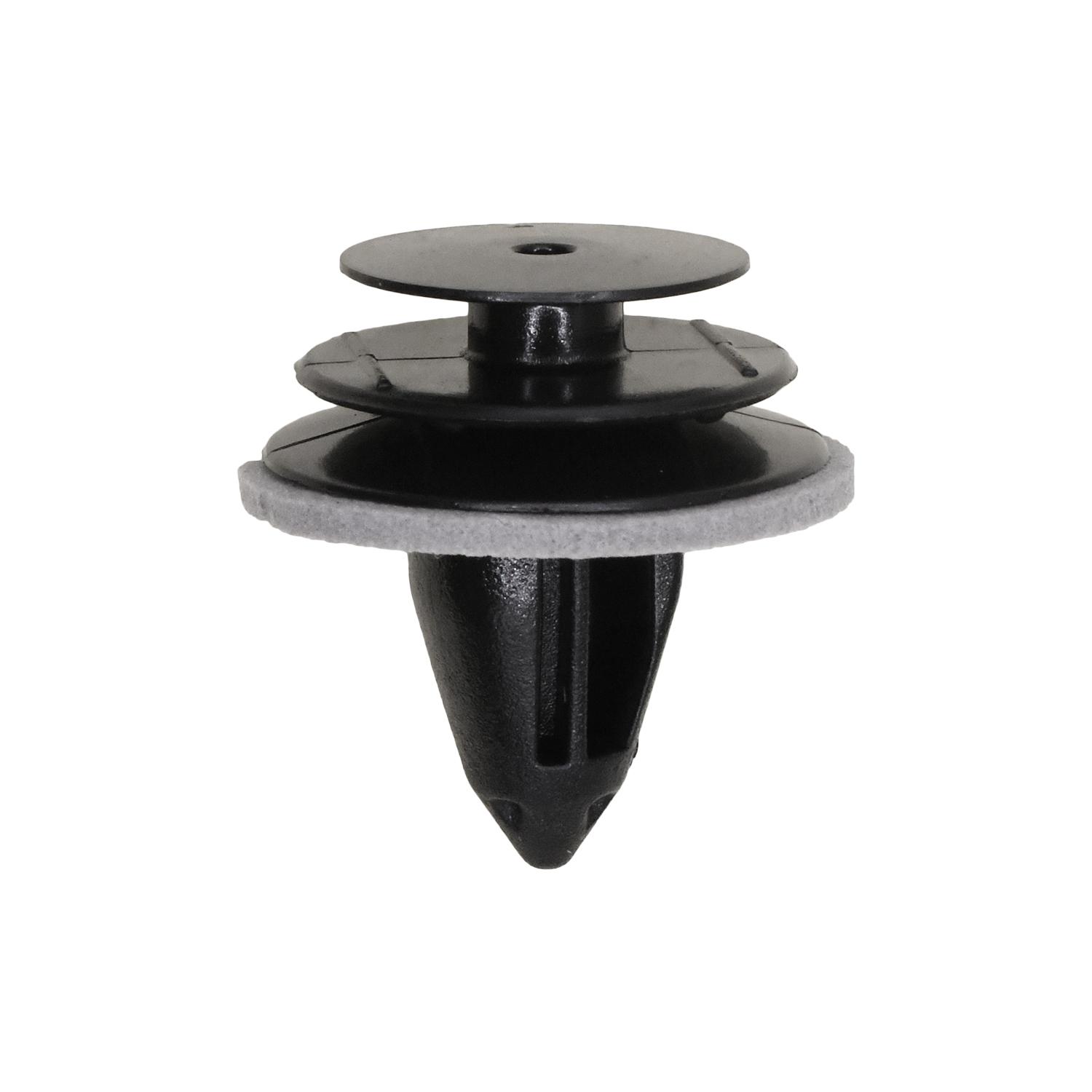 15 pcs/pk- Trim Panel Retainer with Sealer- Black Nylon, Rivet Length 14mm, Type Triple Head