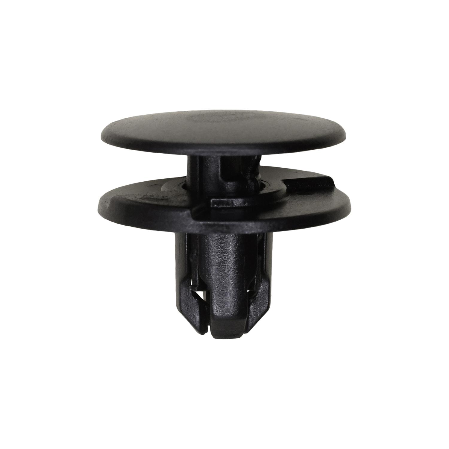 25 pcs/pk- 8mm Push Type Retainer, Head Diameter 20mm, Rivet Length 10mm, Color Black, Type Push-Type with Drive P