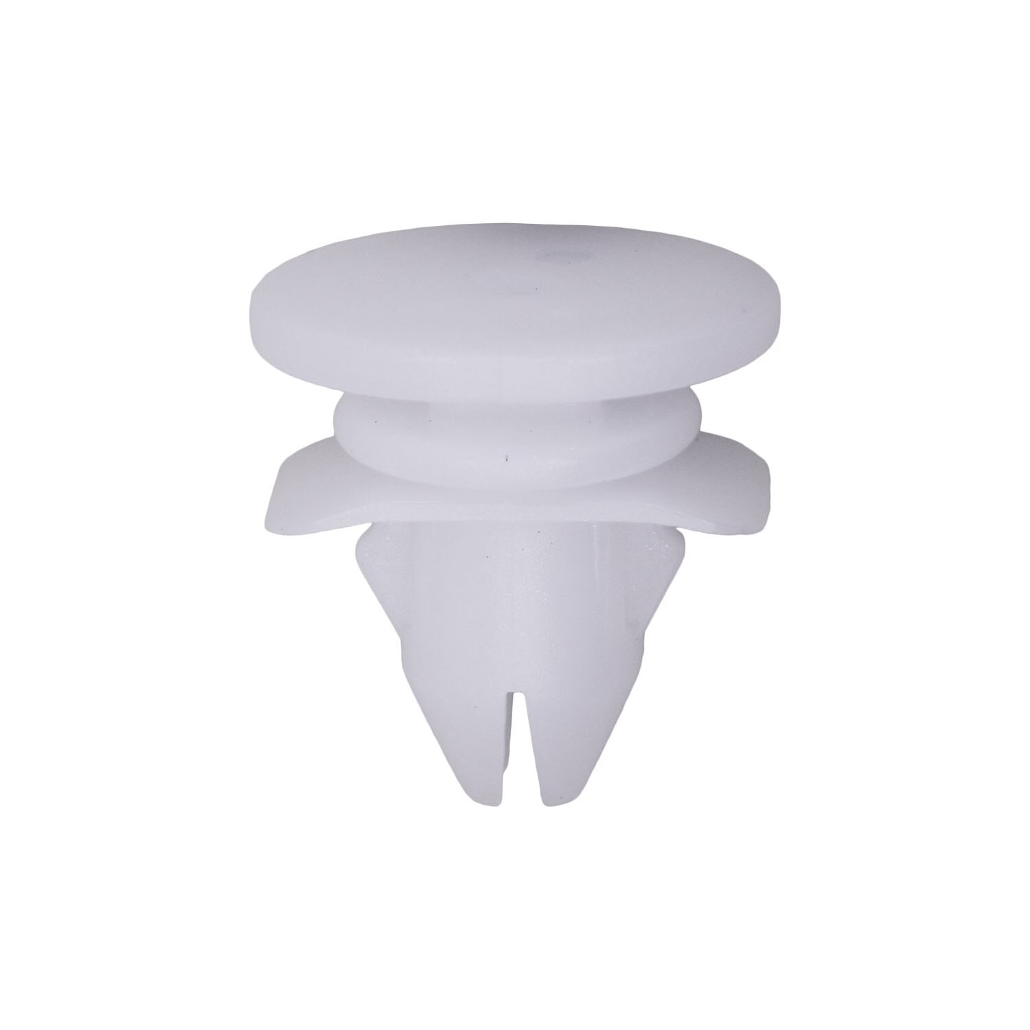 25 pcs/pk- 8mm Exterior Moulding Clip, White Nylon, Rivet Length 11mm, Type Molding Clip